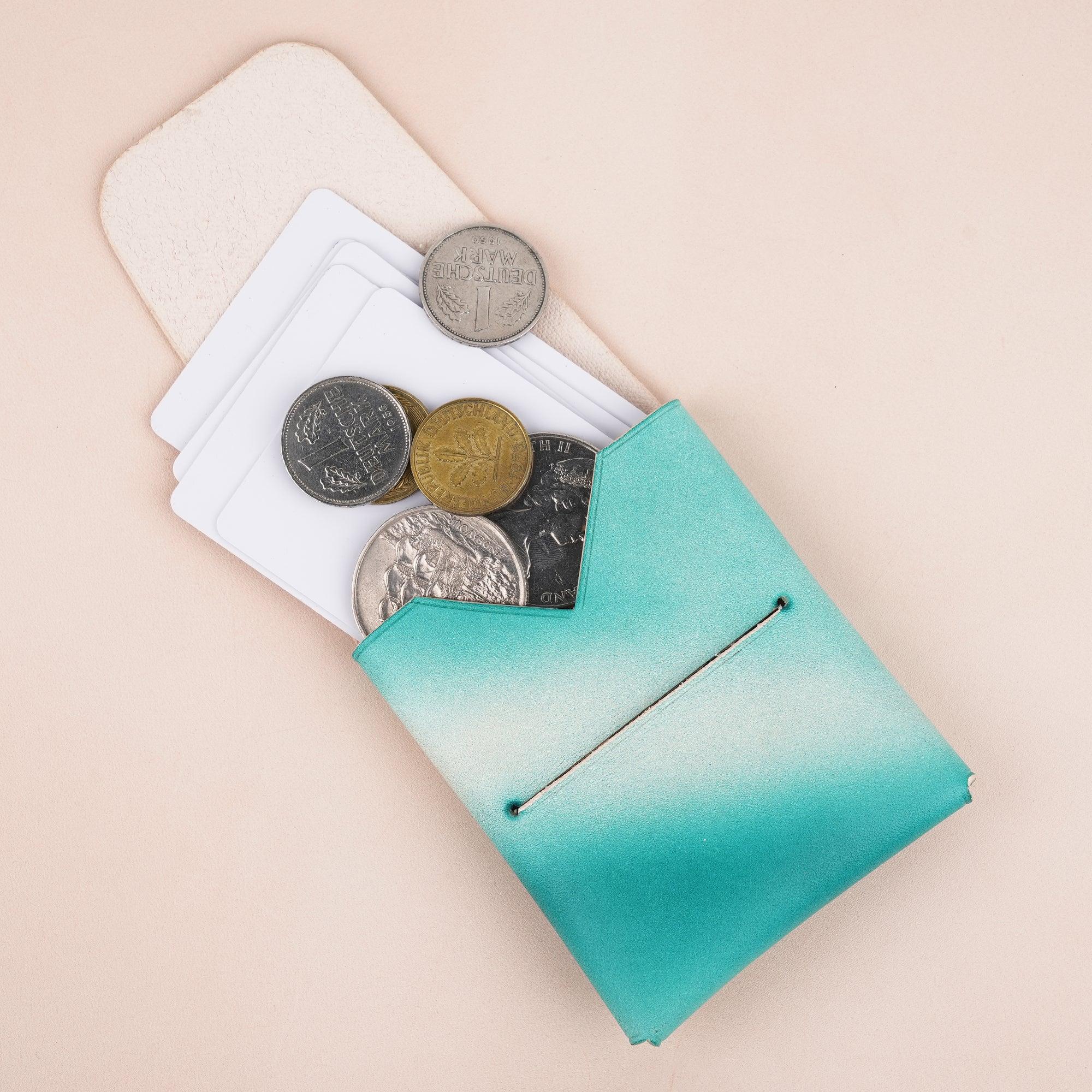 Patina Turquoise Minimalist Leather Origami Snap Wallet - WildandKing