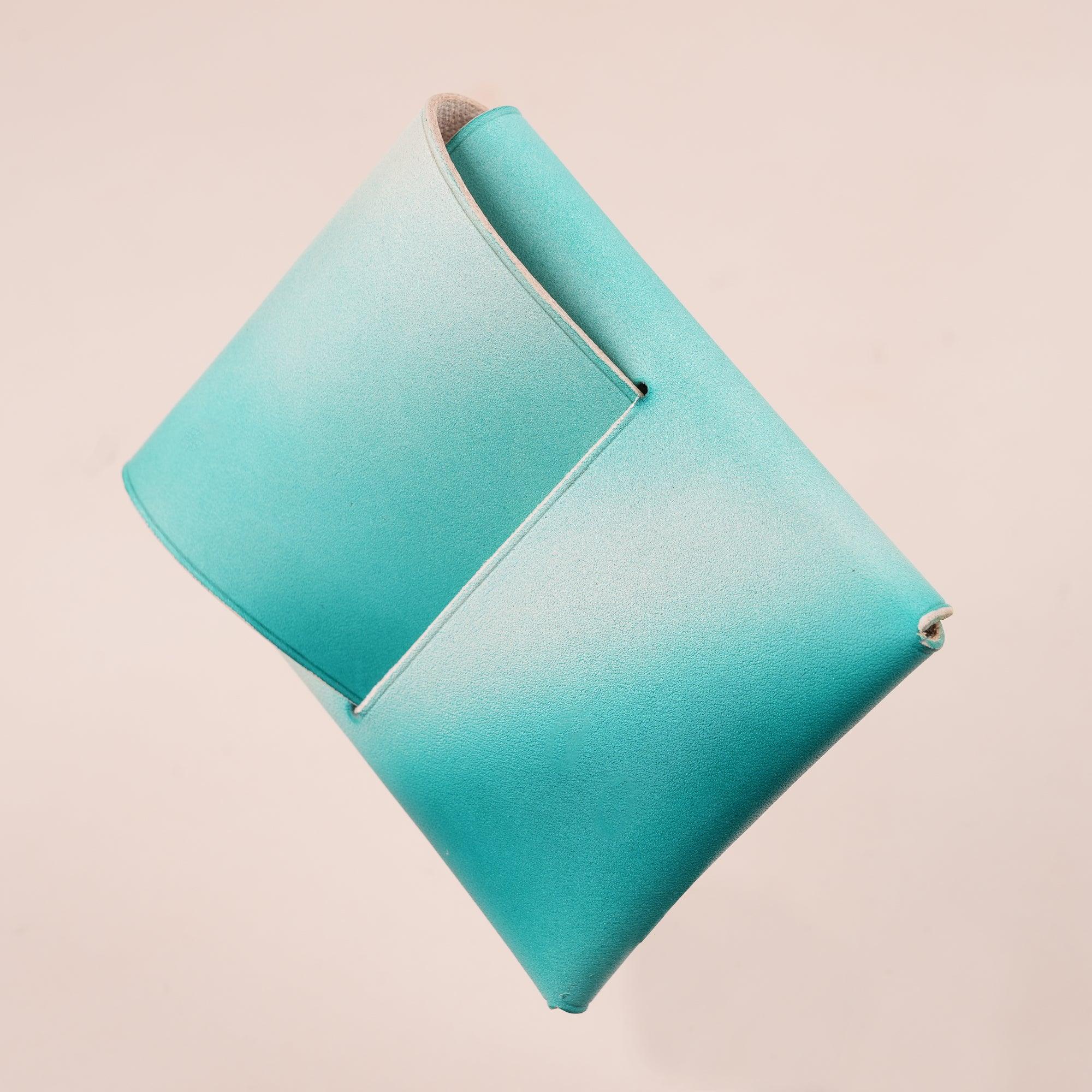 Patina Turquoise Minimalist Leather Origami Snap Wallet - WildandKing