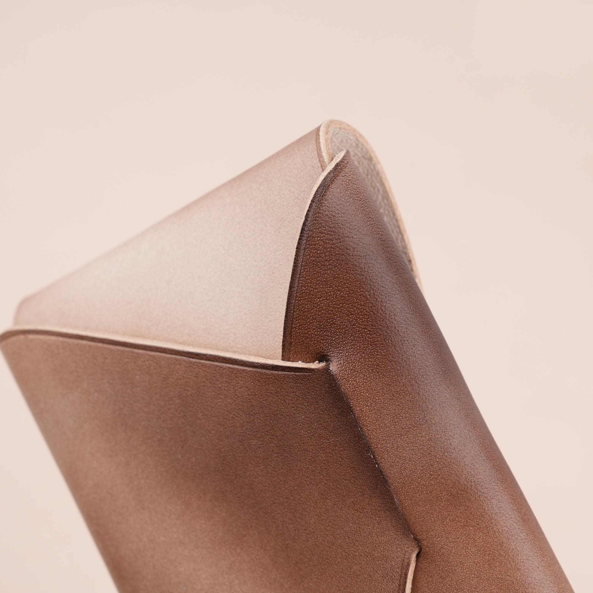 Patina Brown Minimalist Leather Origami Snap Wallet - WildandKing