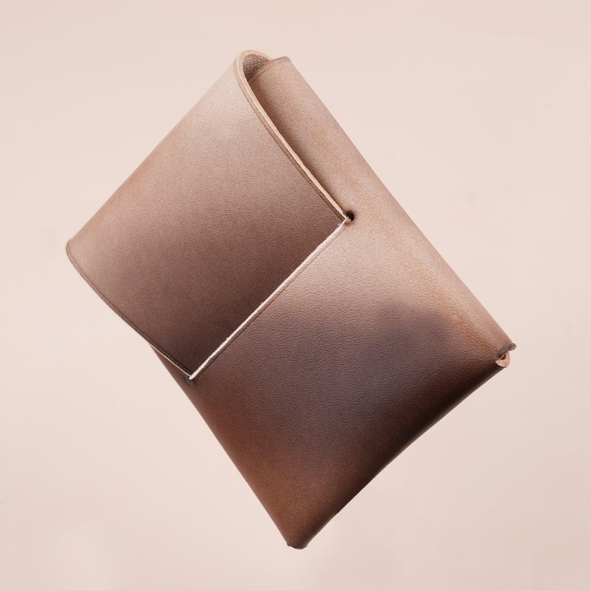 Patina Brown Minimalist Leather Origami Snap Wallet - WildandKing