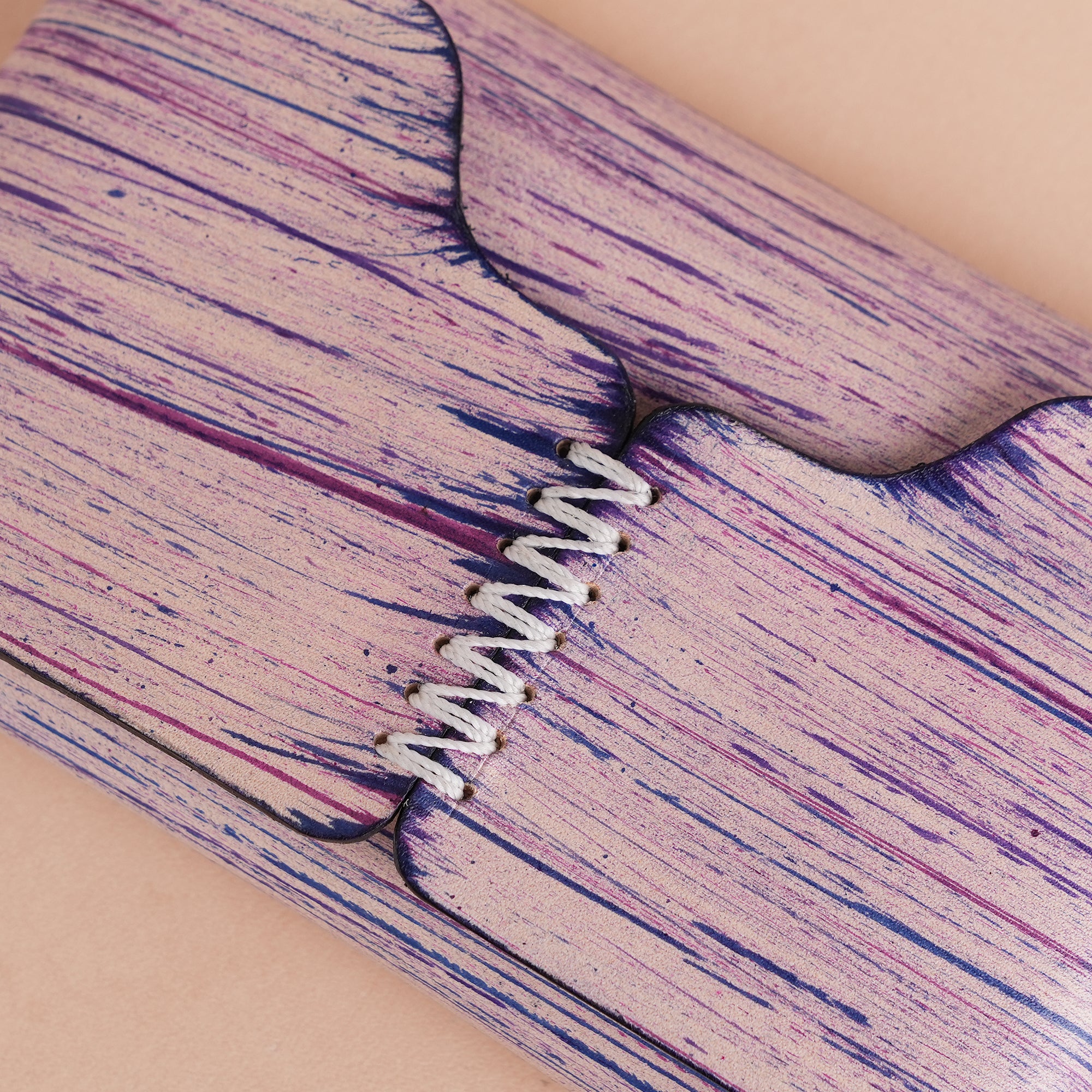 Minimalist Purple Leather Purse - Natural Streaks
