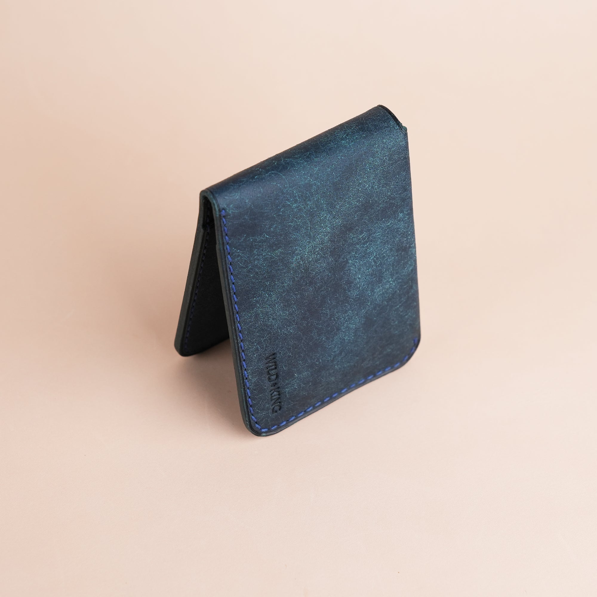 Minimalist Navy Pueblo Leather Wing Bifold Wallet