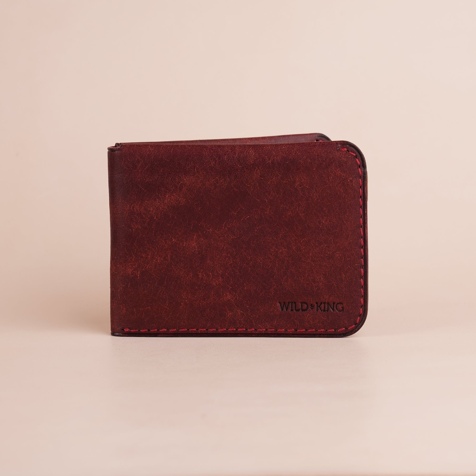 Minimalist Burgundy Pueblo Leather Wing Bifold Wallet