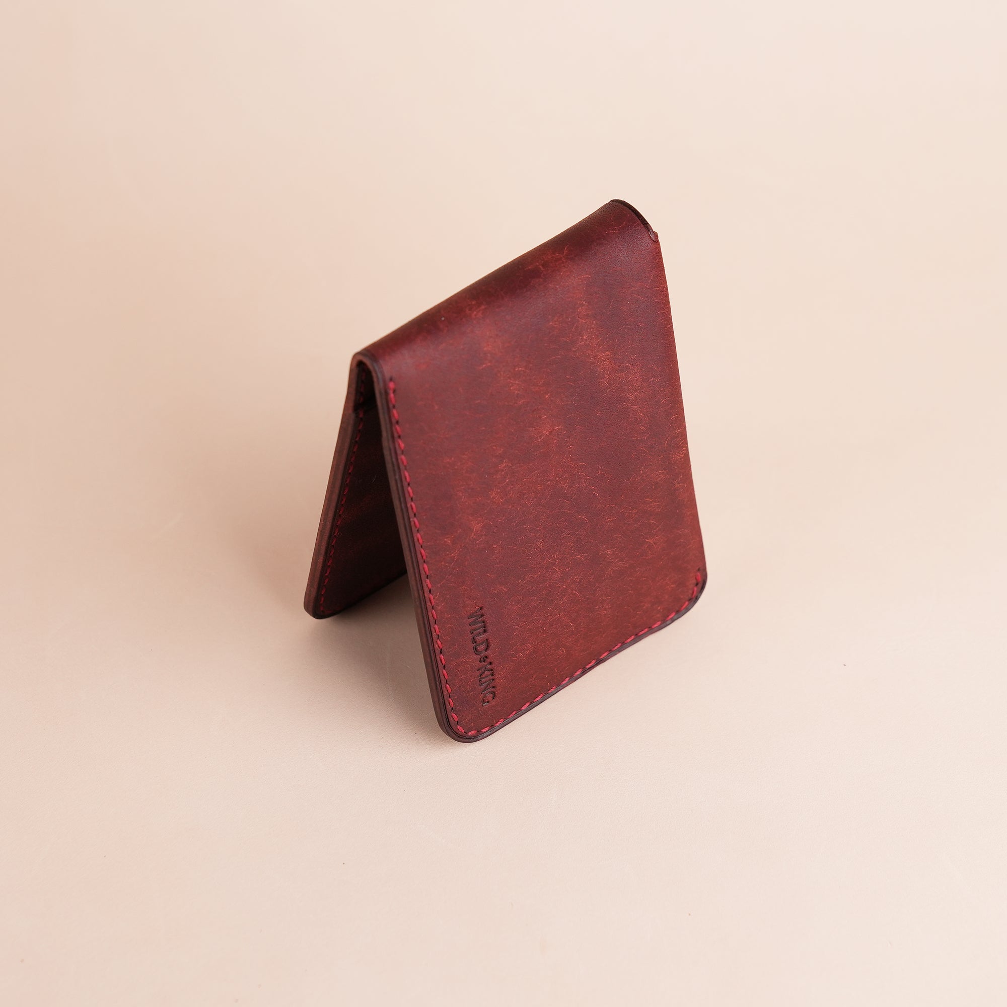 Minimalist Burgundy Pueblo Leather Wing Bifold Wallet