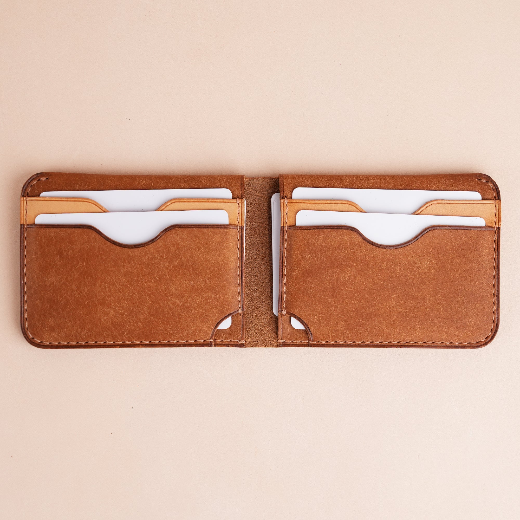 Minimalist Cognac Pueblo Leather Wing Bifold Wallet