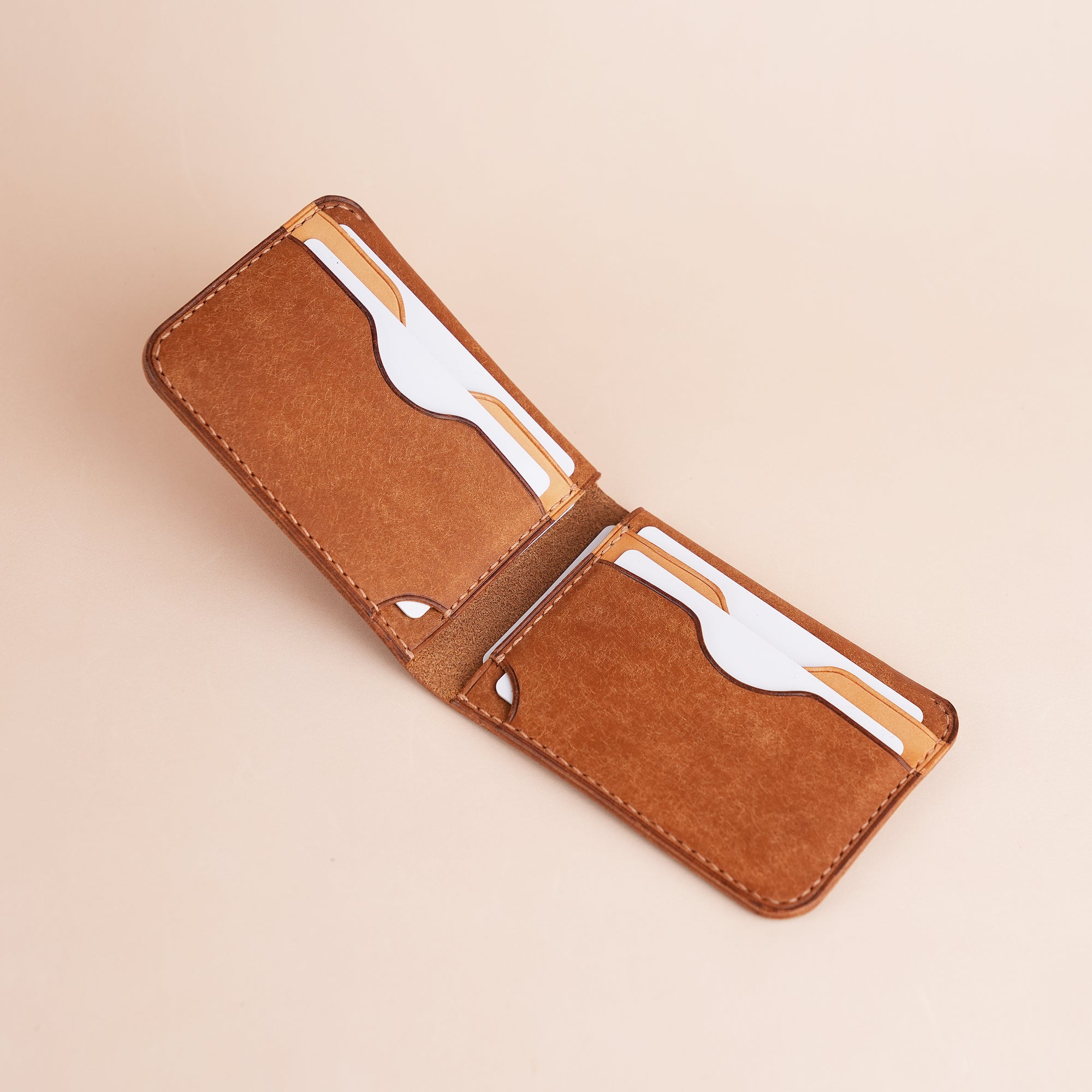 Minimalist Cognac Pueblo Leather Wing Bifold Wallet