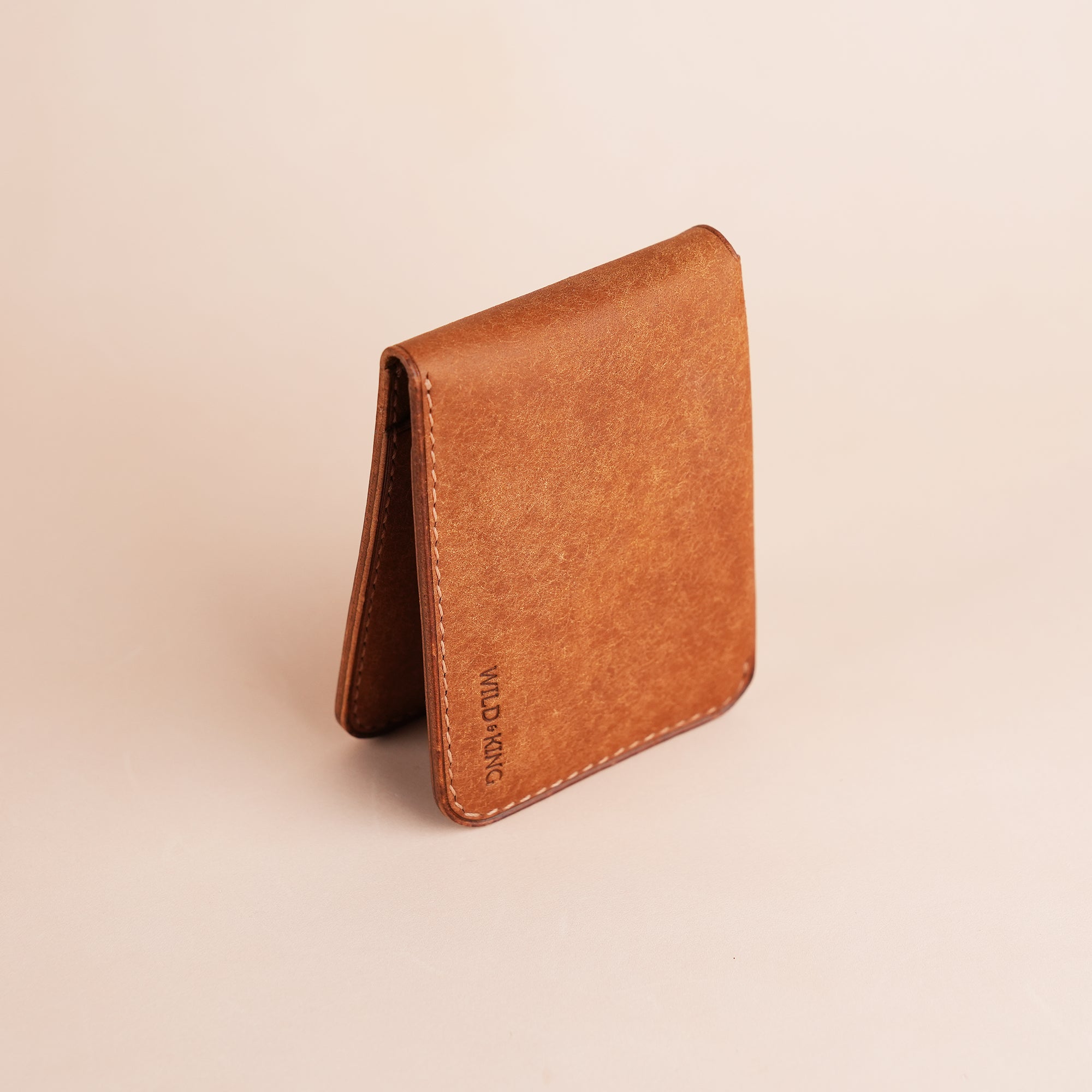 Minimalist Cognac Pueblo Leather Wing Bifold Wallet