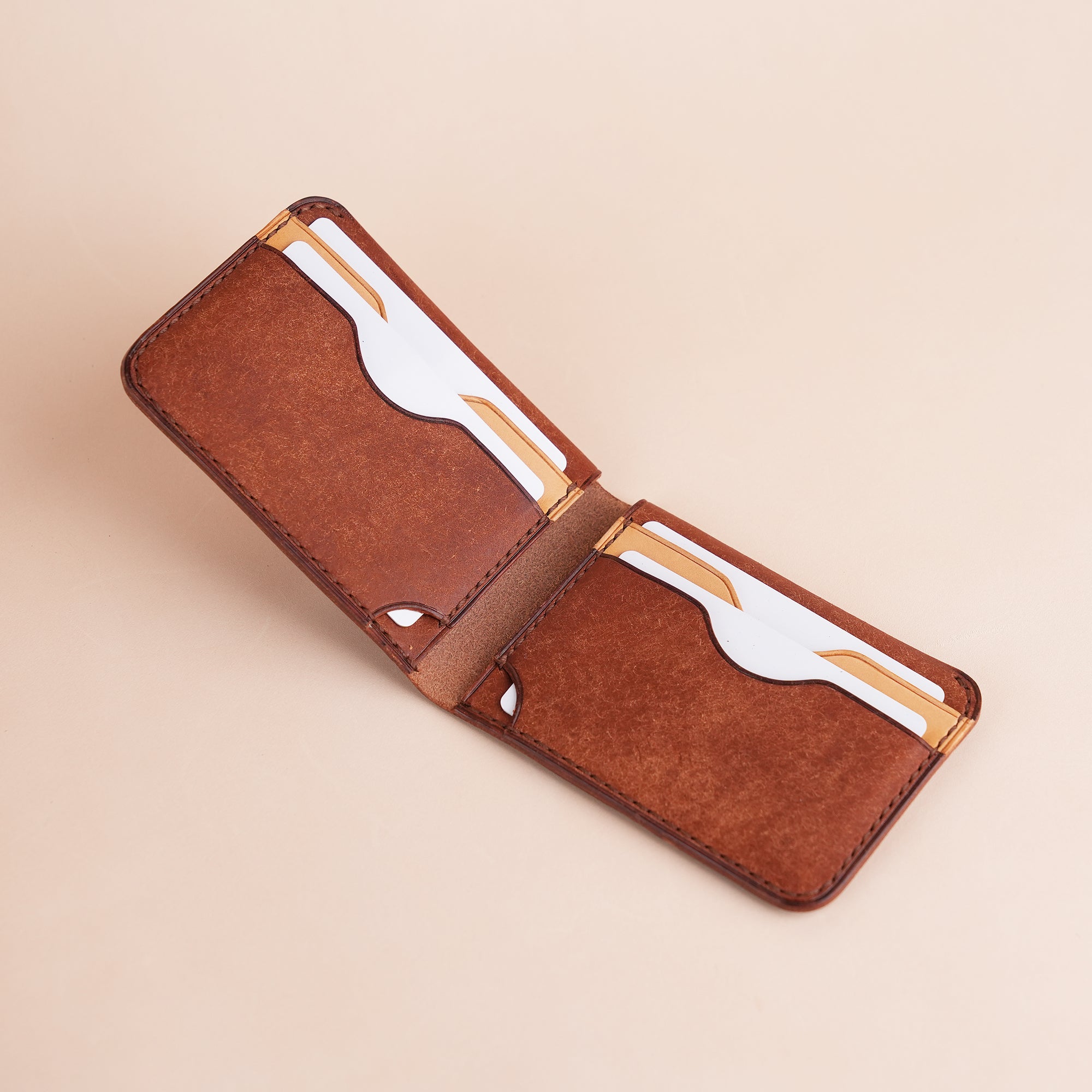 Minimalist Brown Pueblo Leather Wing Bifold Wallet