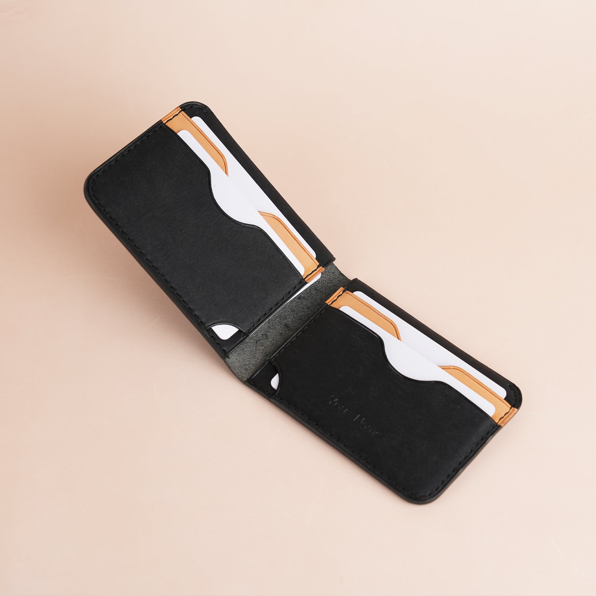 Minimalist Black Pueblo Leather Wing Bifold Wallet