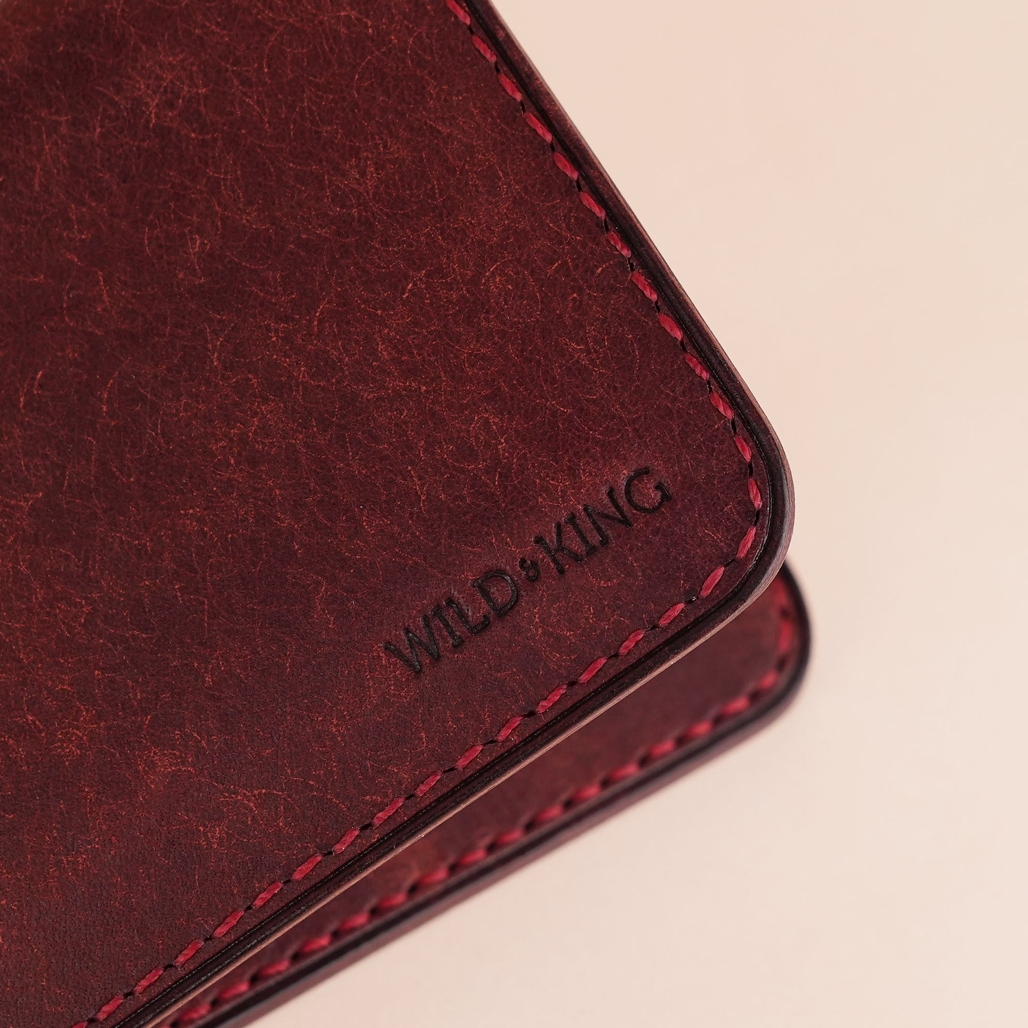 Minimalist Burgundy Pueblo Leather Wing Bifold Wallet