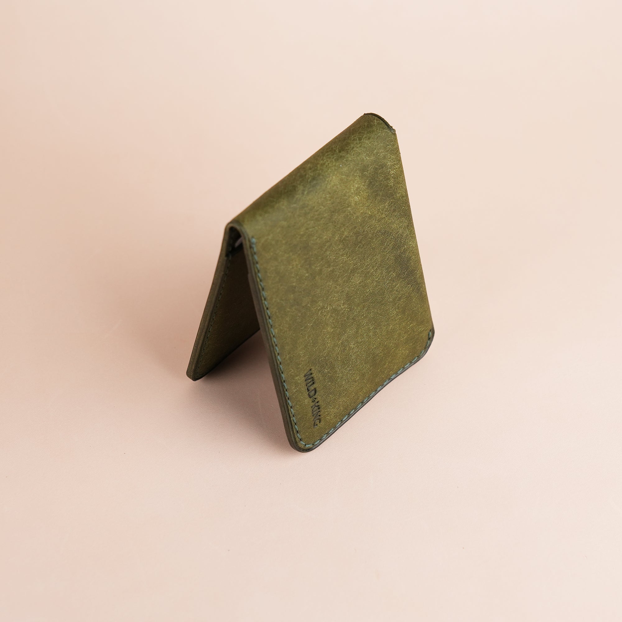 Minimalist Green Pueblo Leather Wing Bifold Wallet
