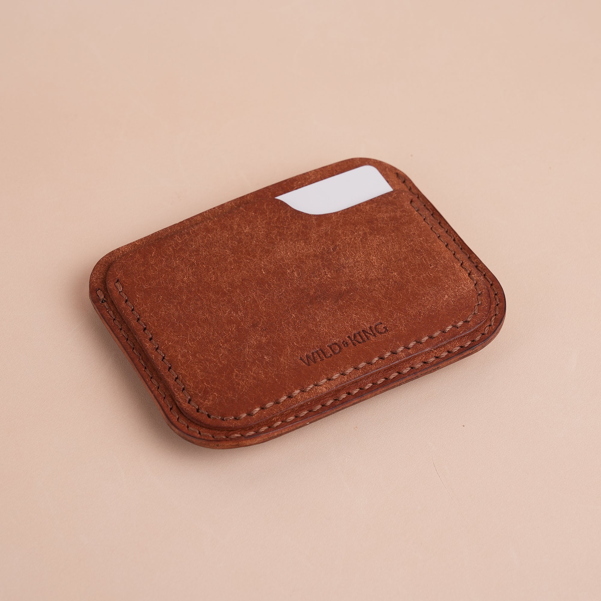Minimalist Brown Pueblo Leather Card Holder - Dinosaur Design