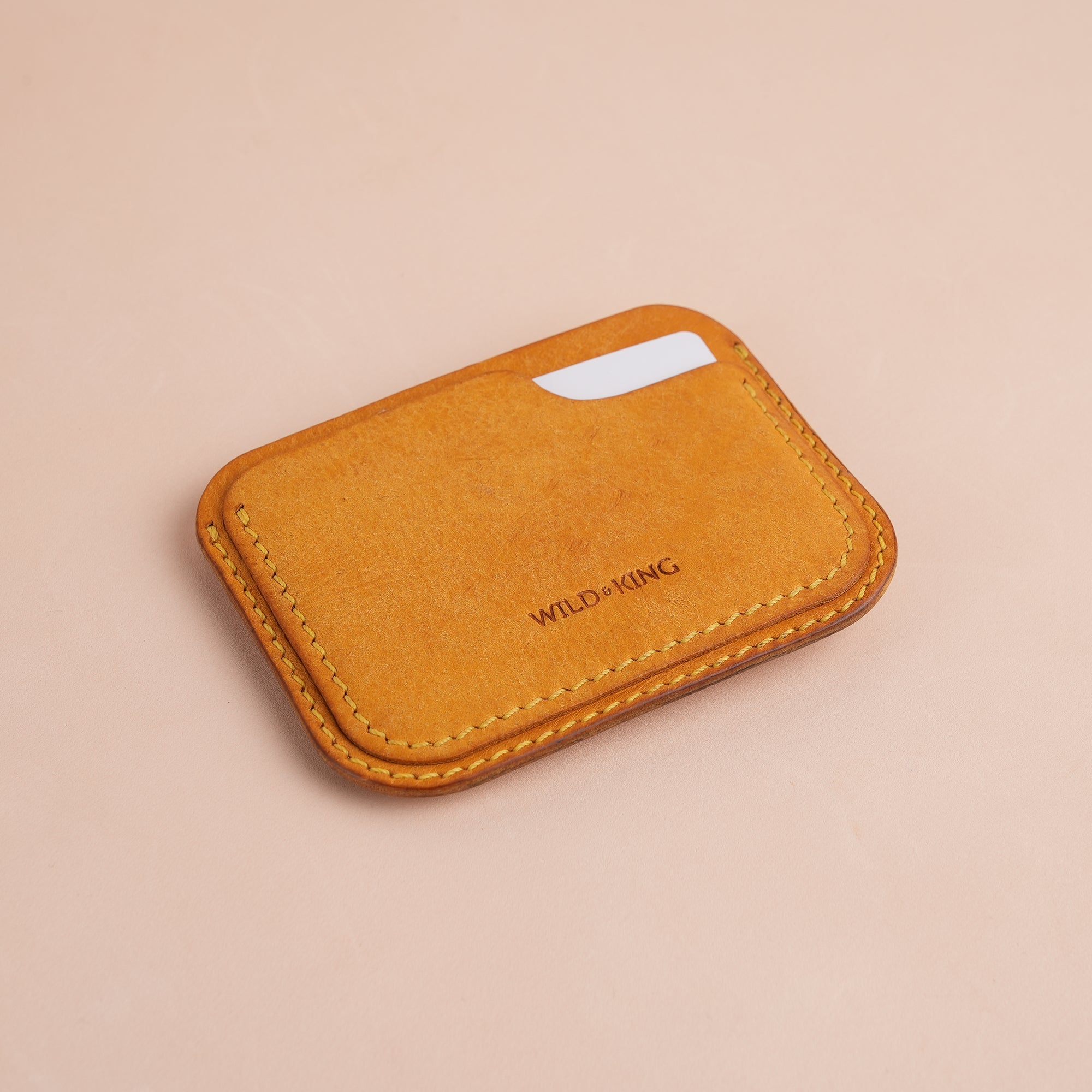 Minimalist Golden Pueblo Leather Card Holder - Dinosaur Design
