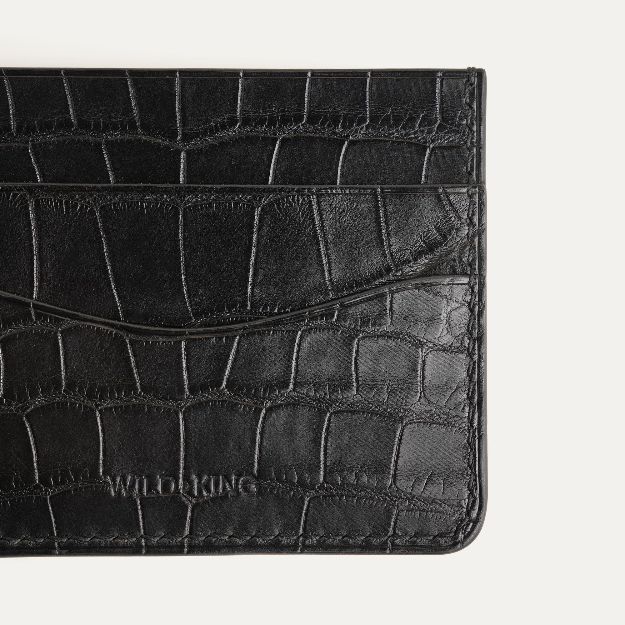 Black Crocodile Leather Money Card Clip