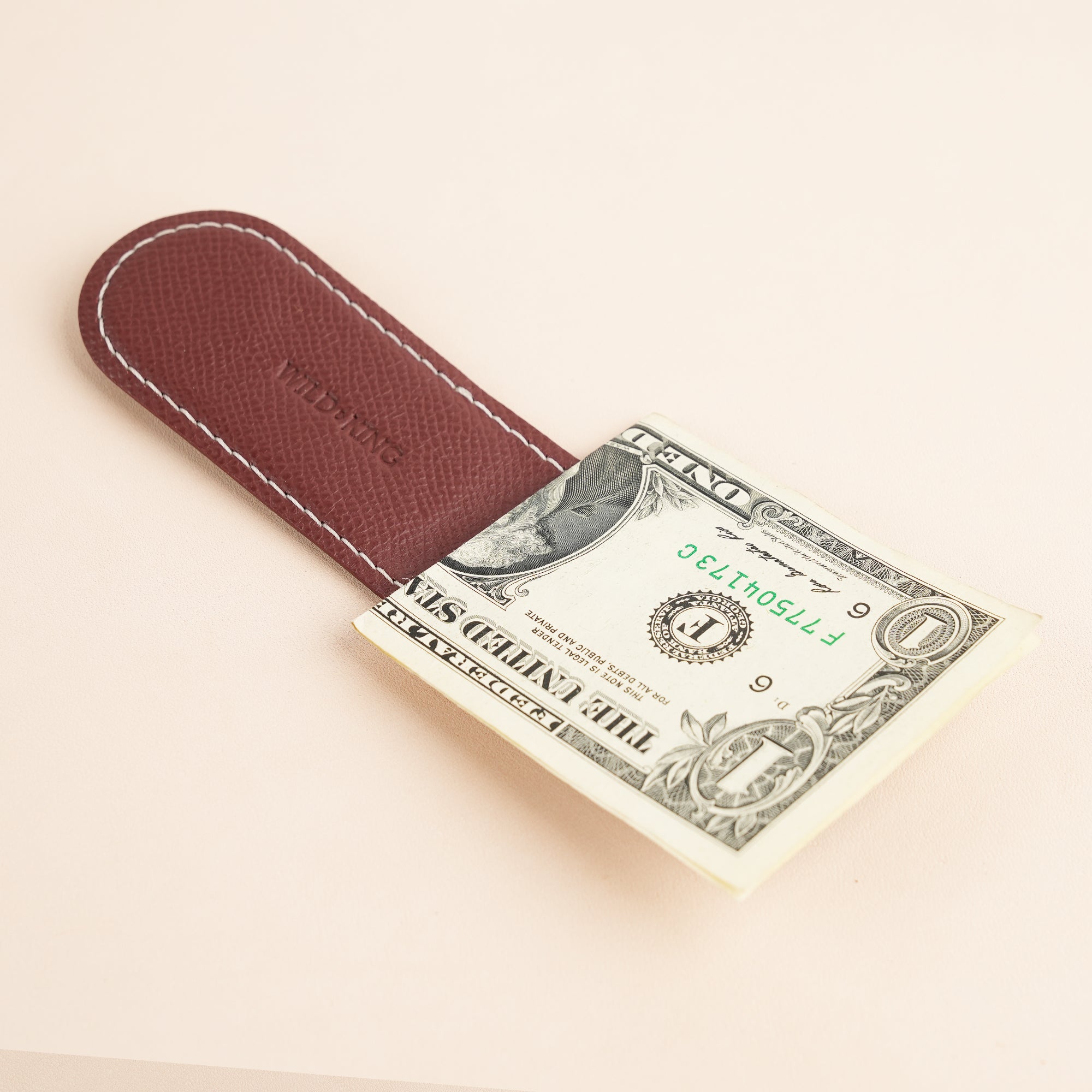 Black Peccary Leather Money Clip - Rounded Shape