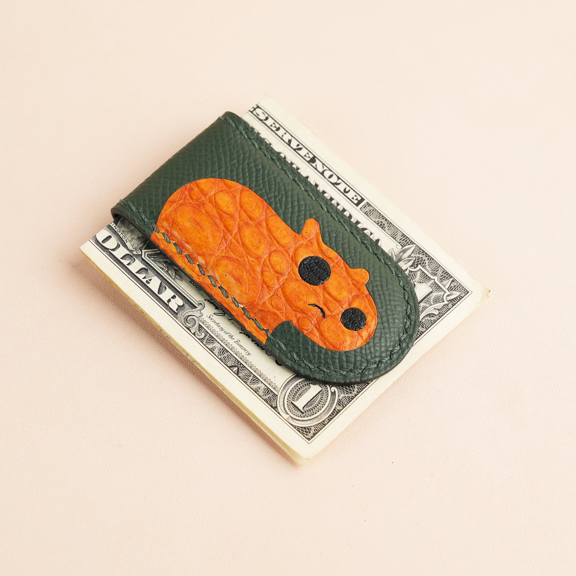 Epsom Leather Money Clip - Capybara Stupid