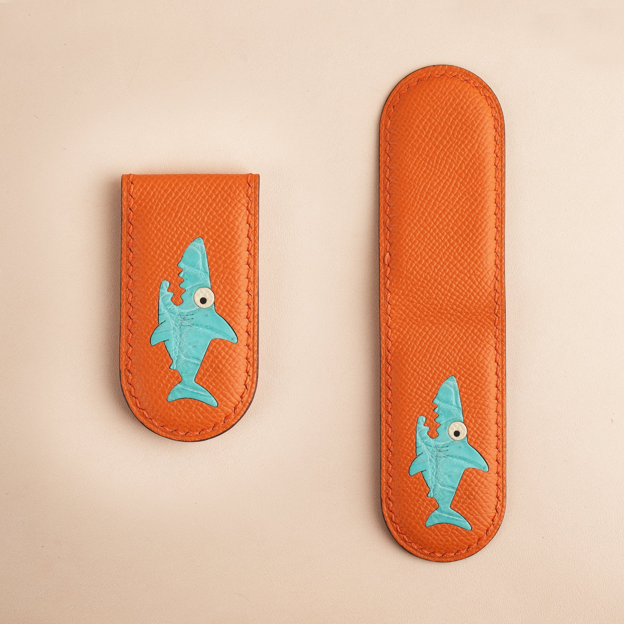 Epsom Leather Money Clip - Shark Stupid