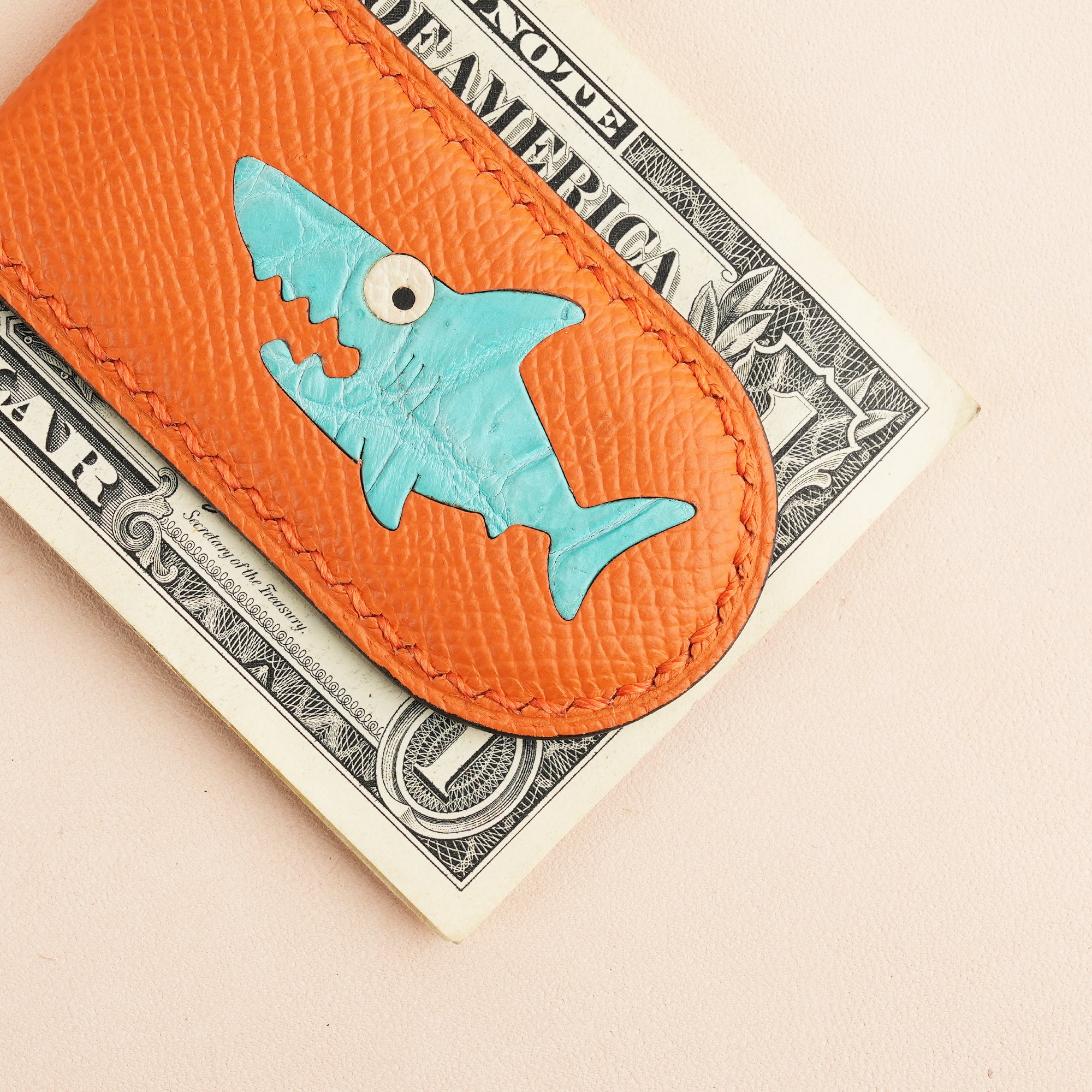 Epsom Leather Money Clip - Shark Stupid