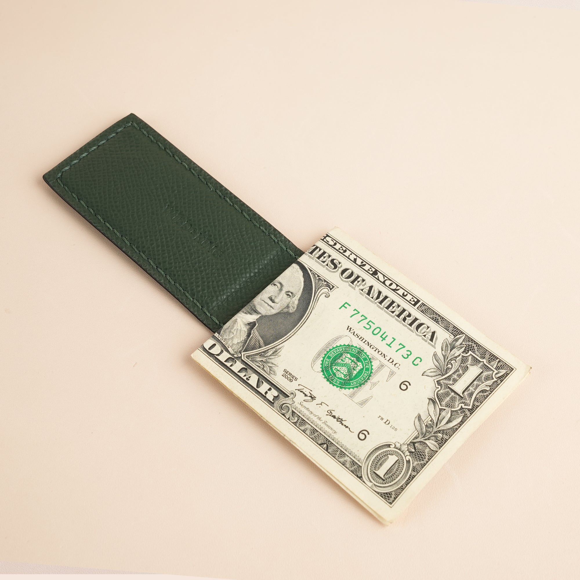 Green Lizard Leather Money Clip - Square Shape