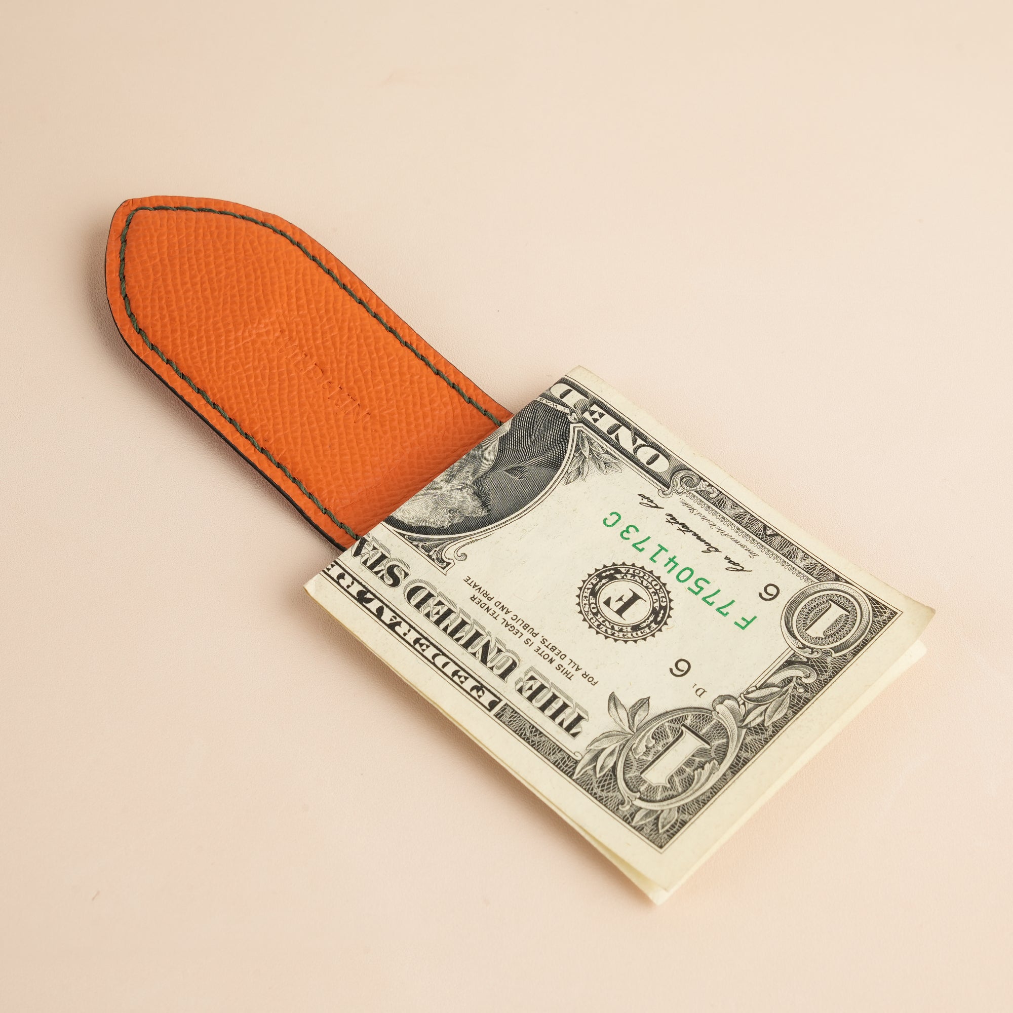 Orange Alligator Leather Money Clip - Pointed Shape