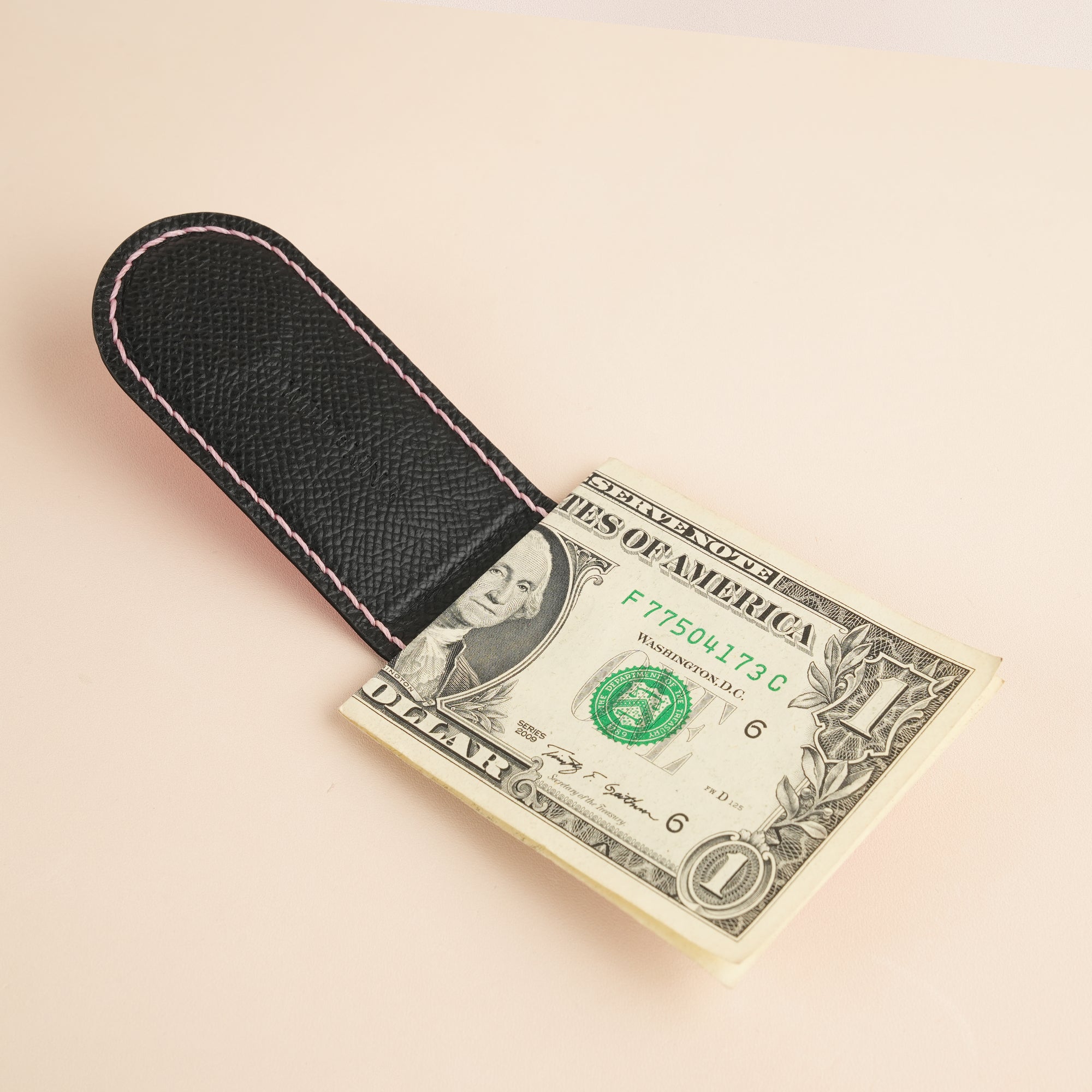 Pink Alligator Leather Money Clip - Rounded Shape
