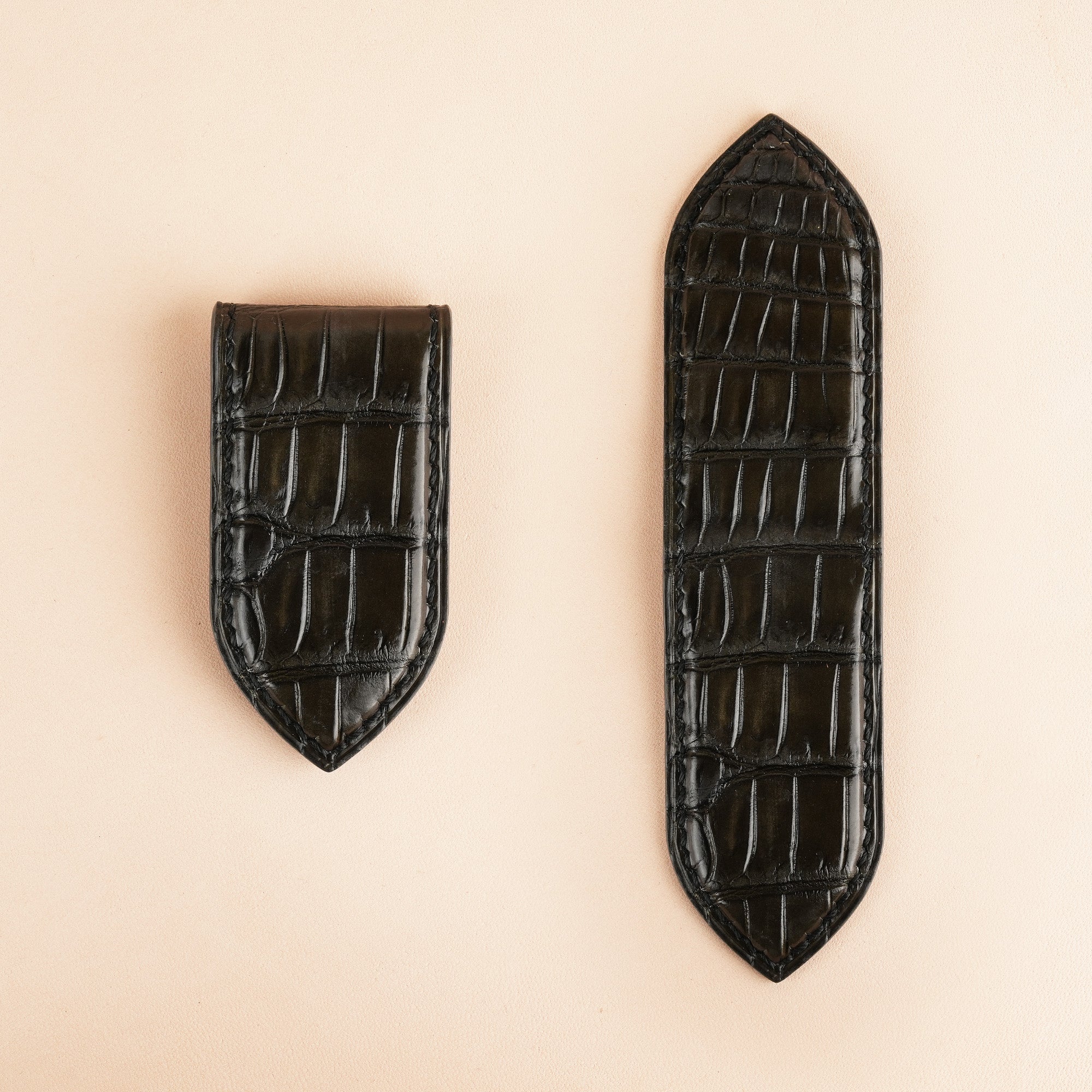 Moss Green Alligator Leather Money Clip - Pointed Shape