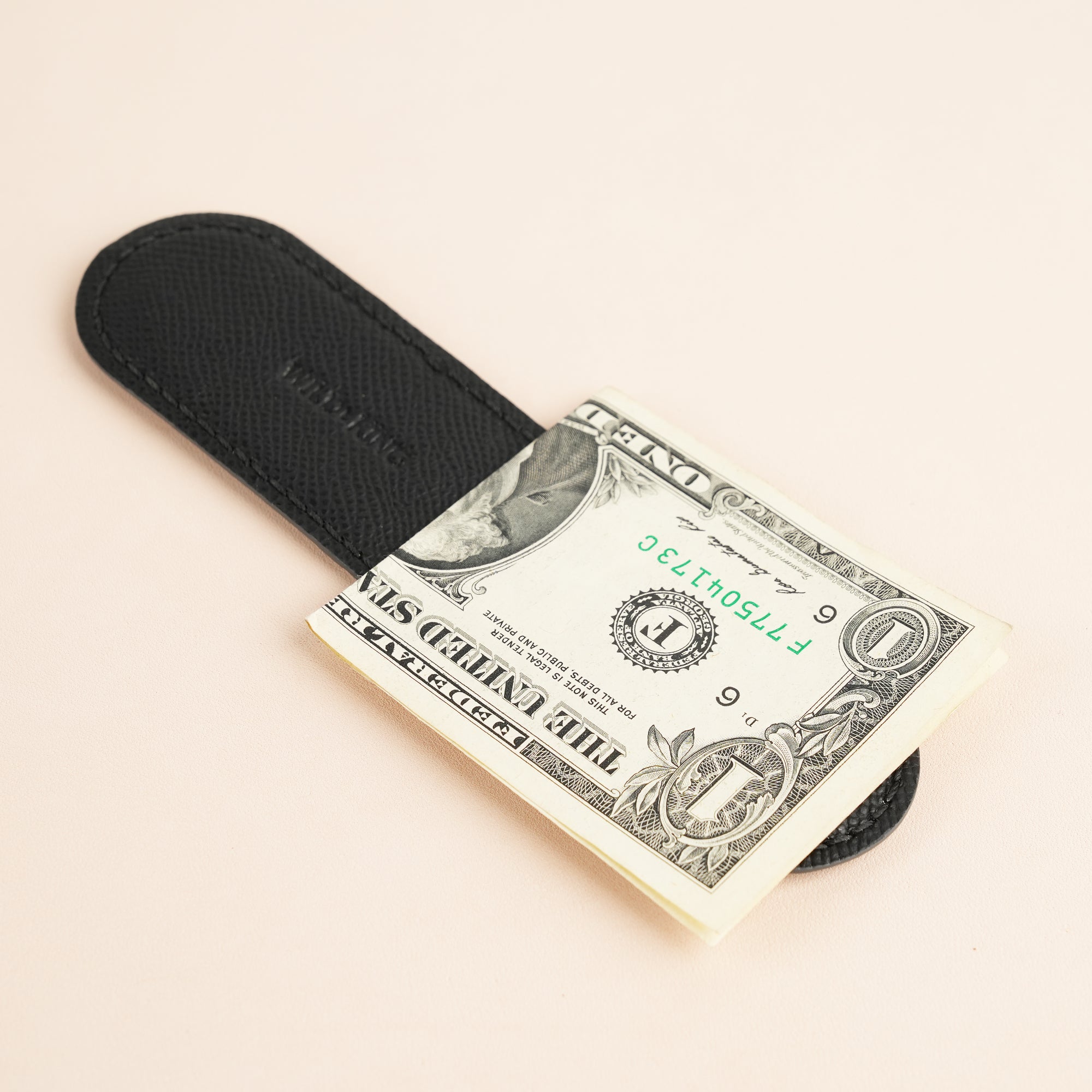Dark Grey Ostrich Leather Money Clip - Rounded Shape