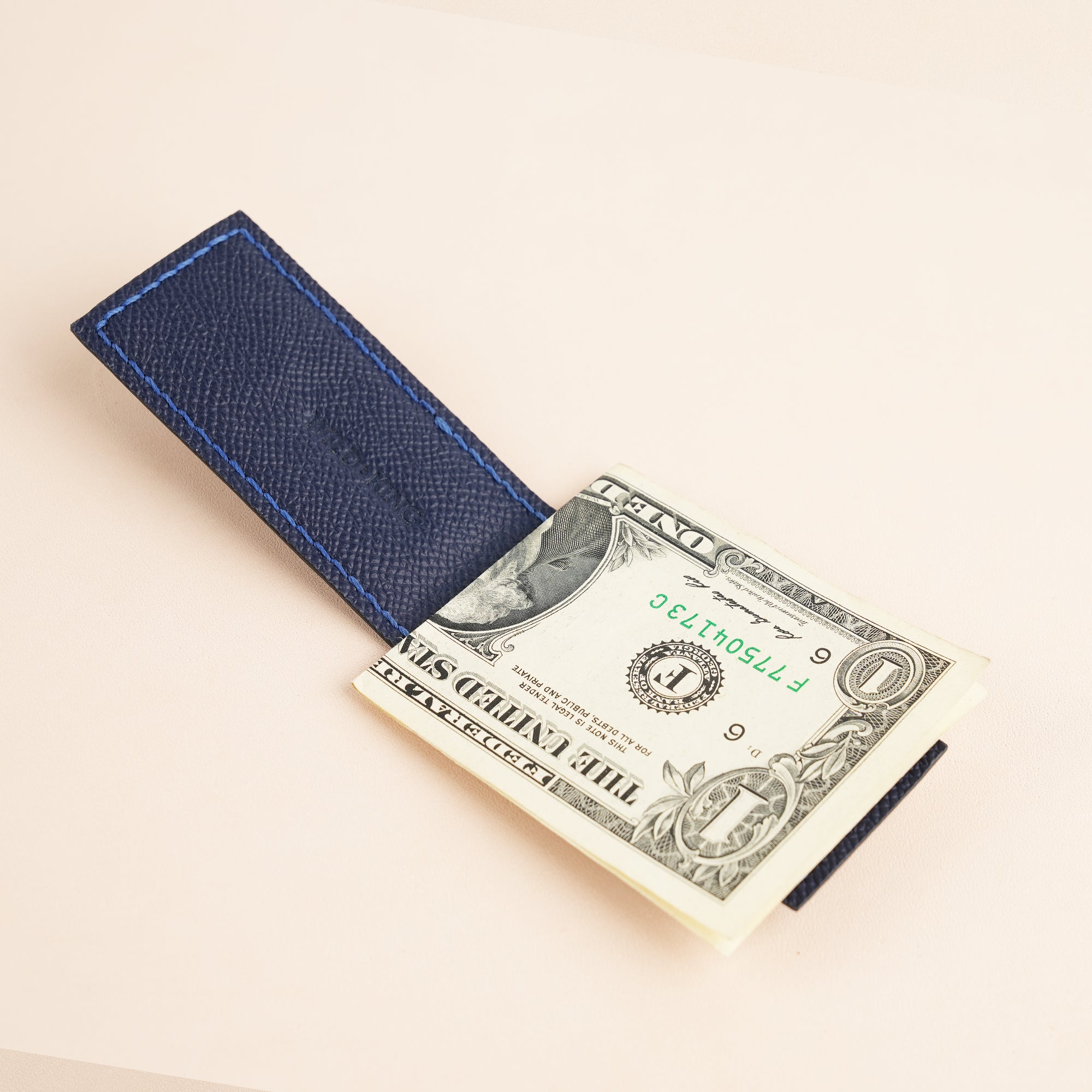 Navy Lizard Leather Money Clip - Square Shape