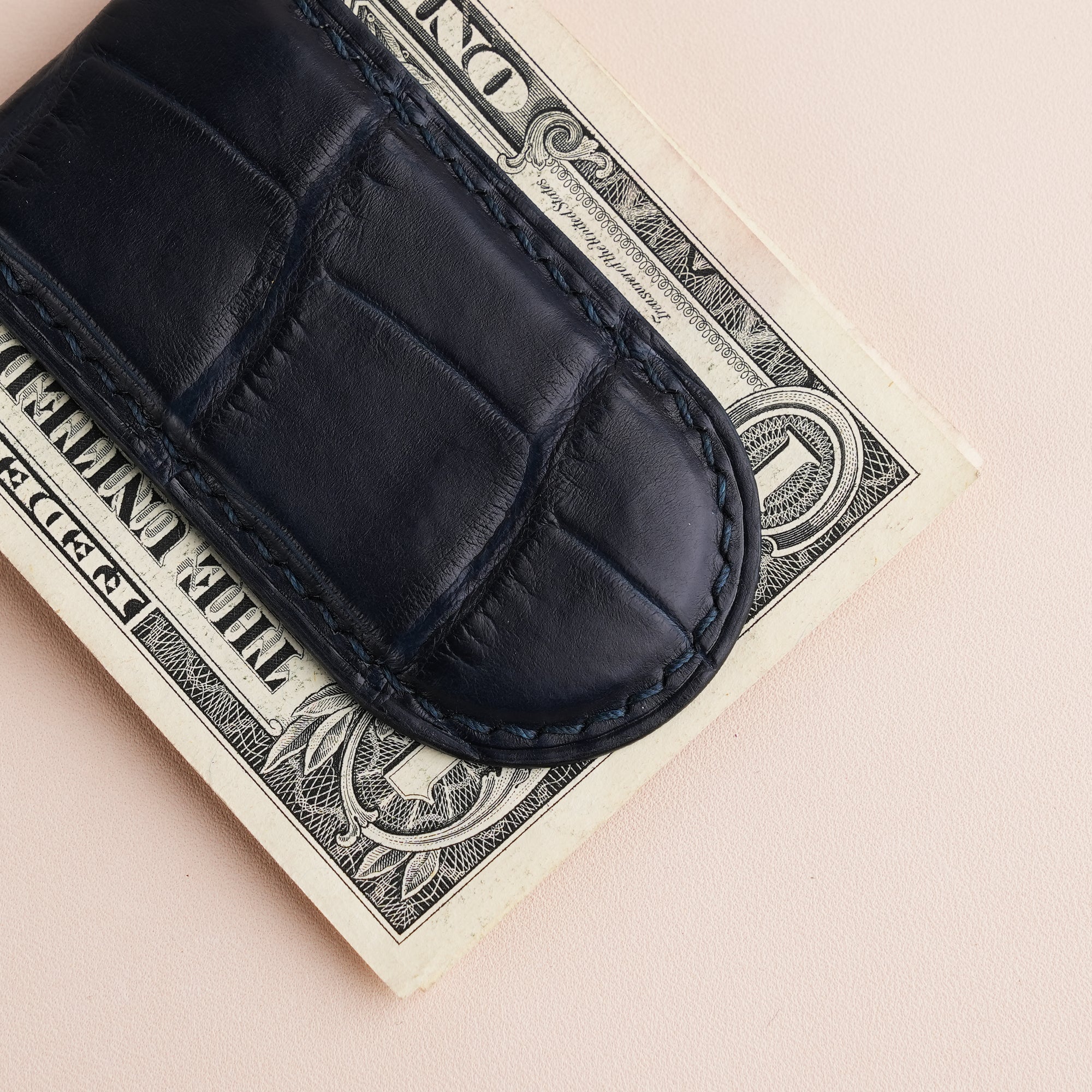 Midnight Blue Alligator Leather Money Clip