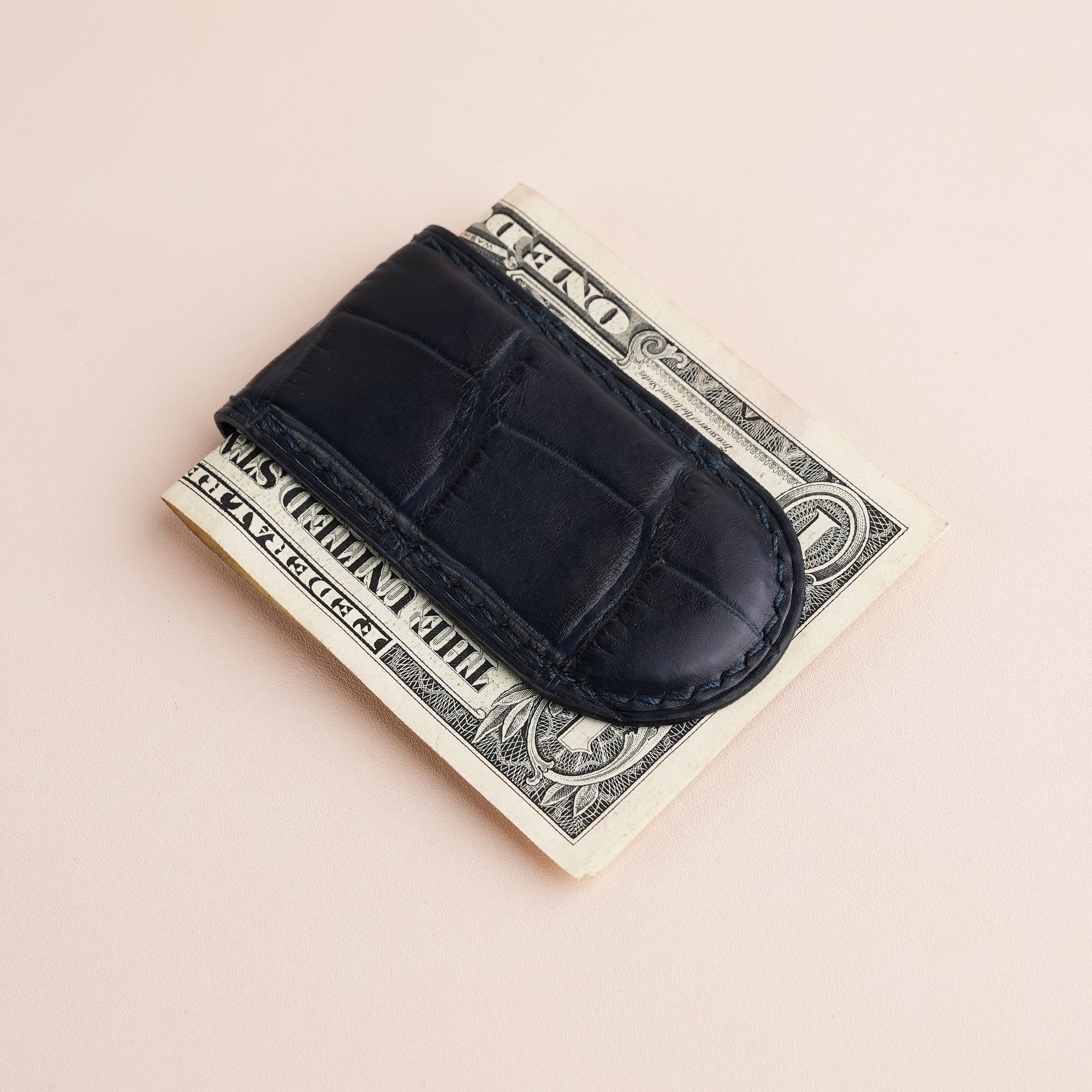 Midnight Blue Alligator Leather Money Clip