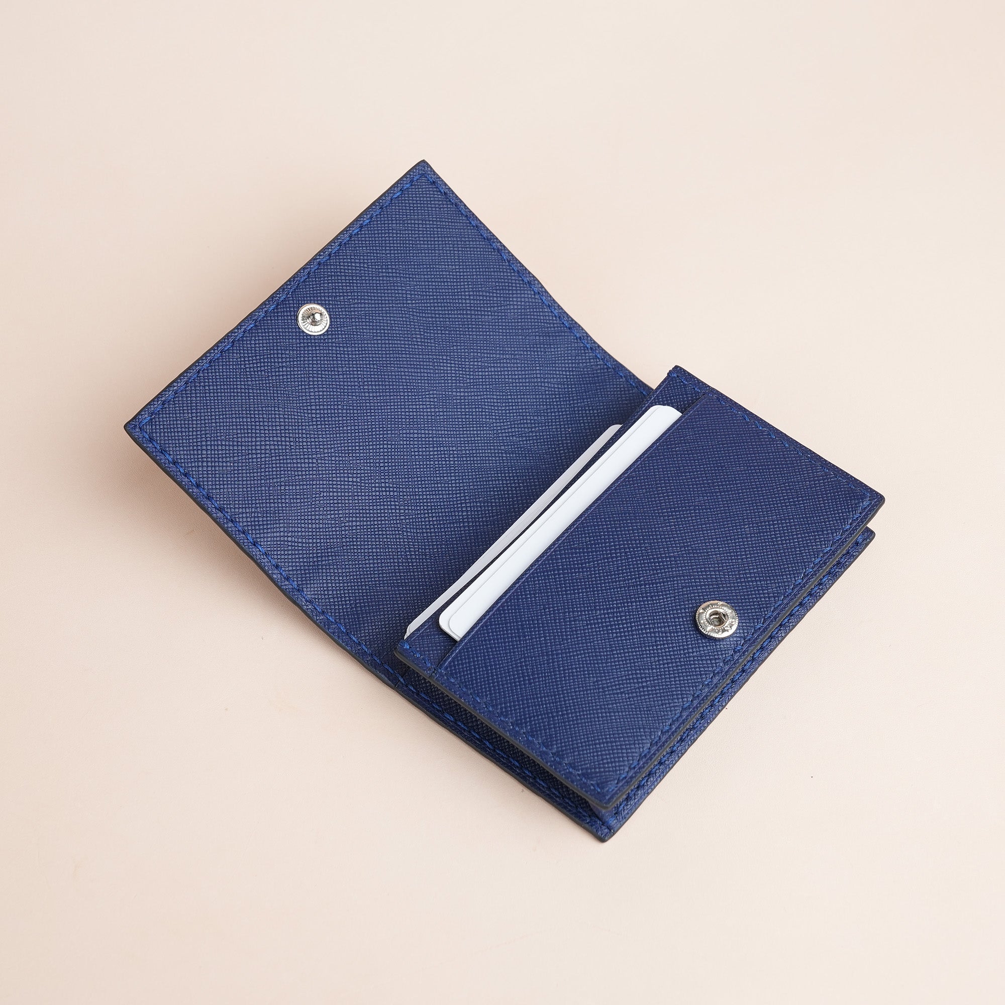 Navy Alligator Leather Snap Wallet