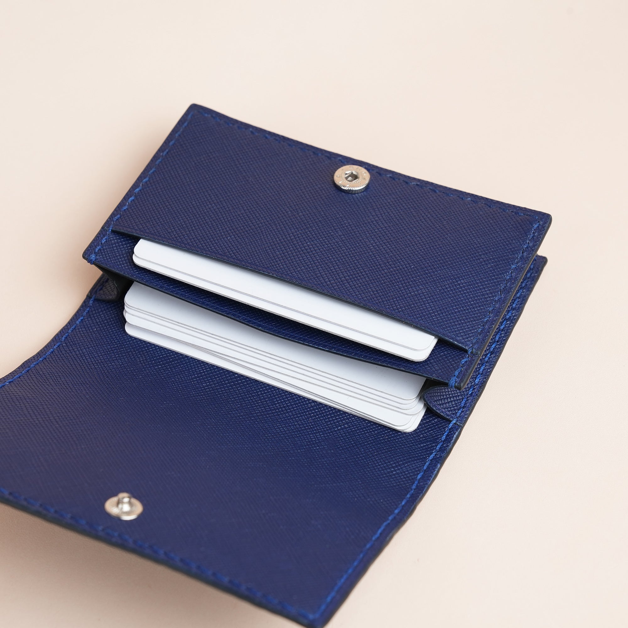 Navy Alligator Leather Snap Wallet