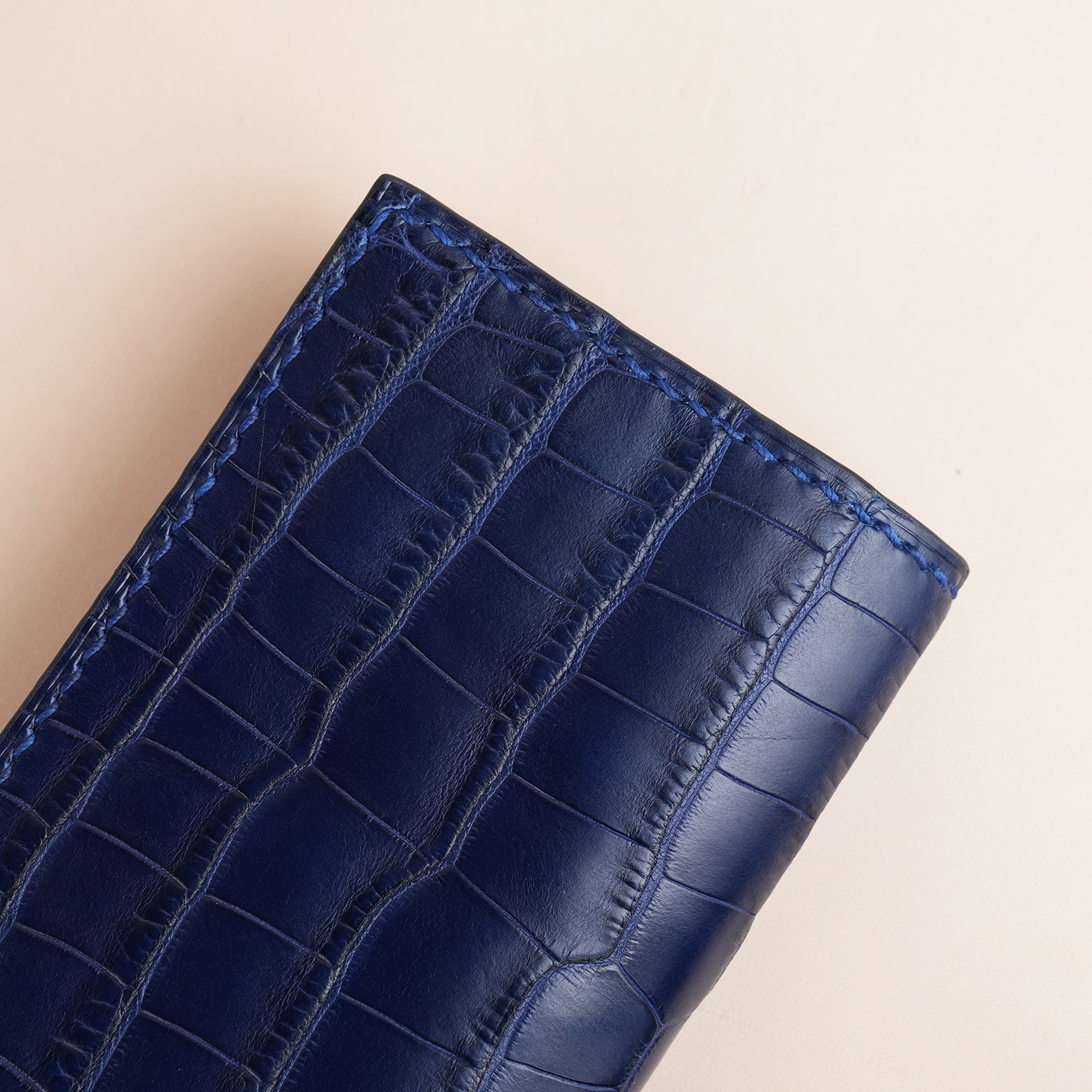 Navy Alligator Leather Snap Wallet