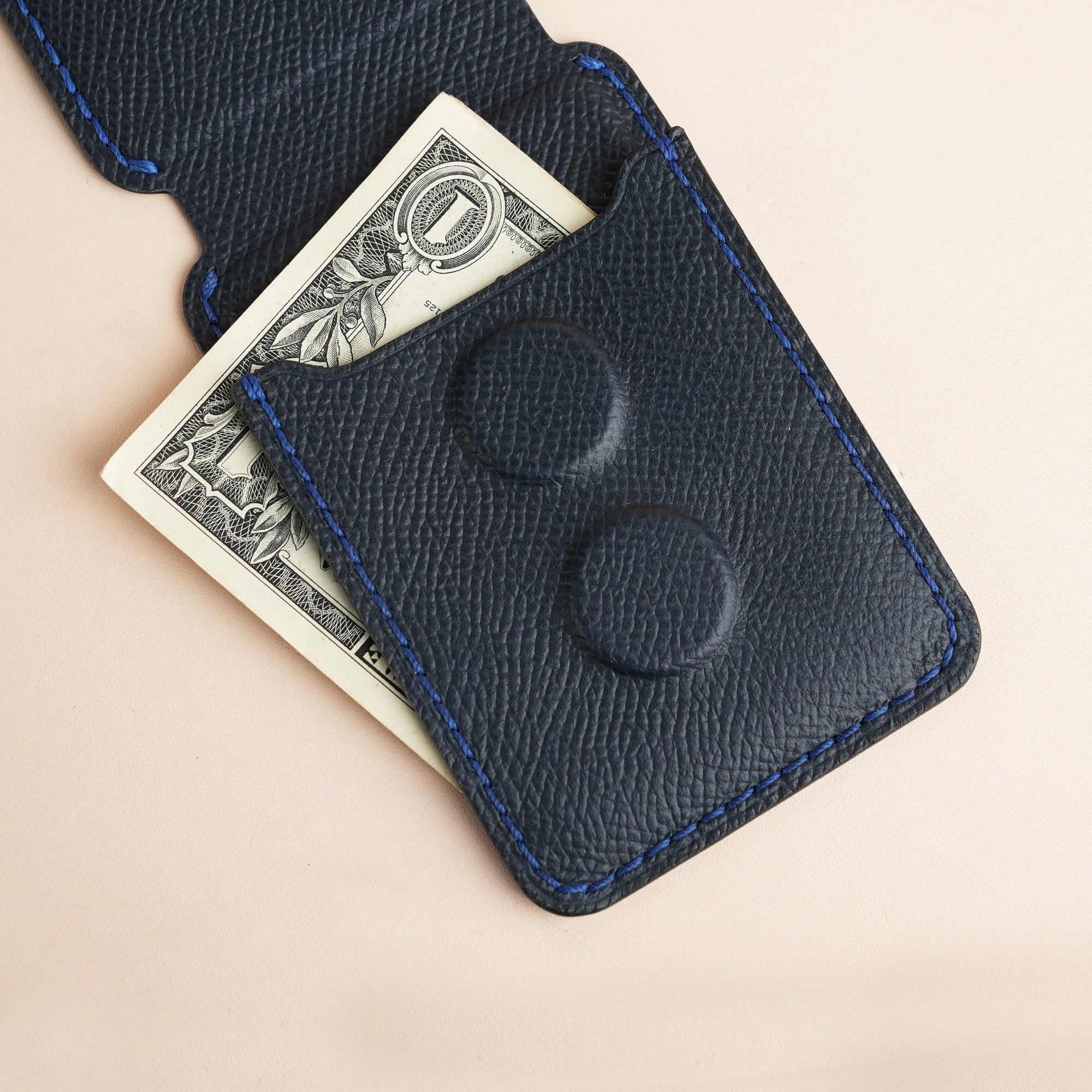 Navy Blue Epsom Leather Magsafe Wallet