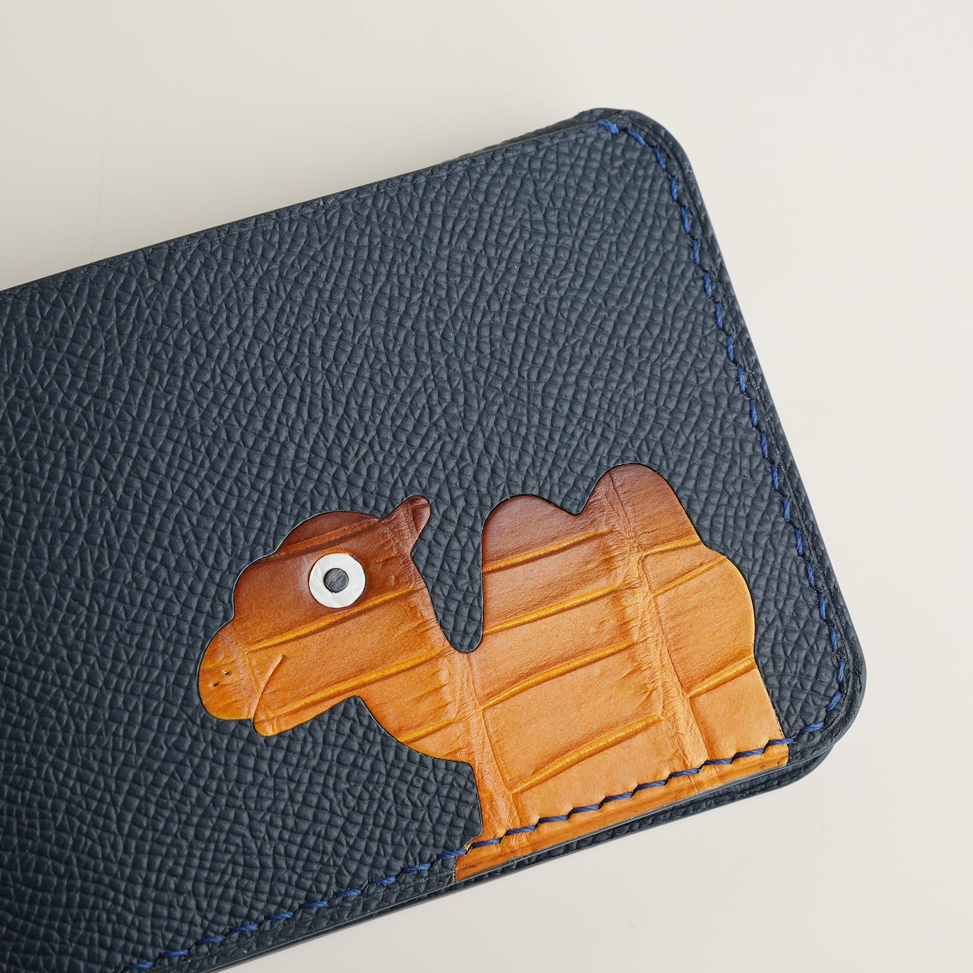 Navy Epsom Leather Wing Bifold Wallet - Stupid Camelo
