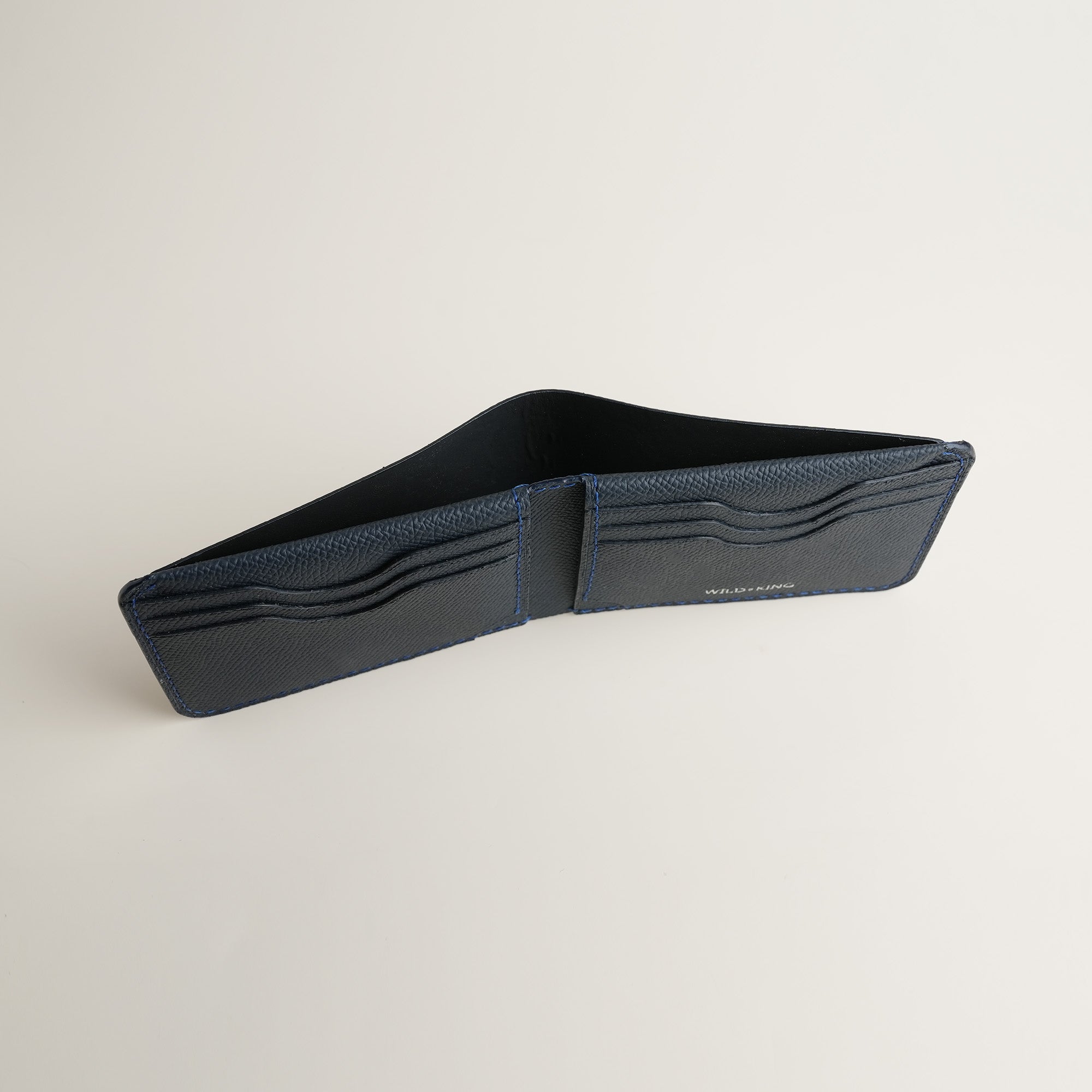 Navy Epsom Leather Wing Bifold Wallet - Stupid Camelo