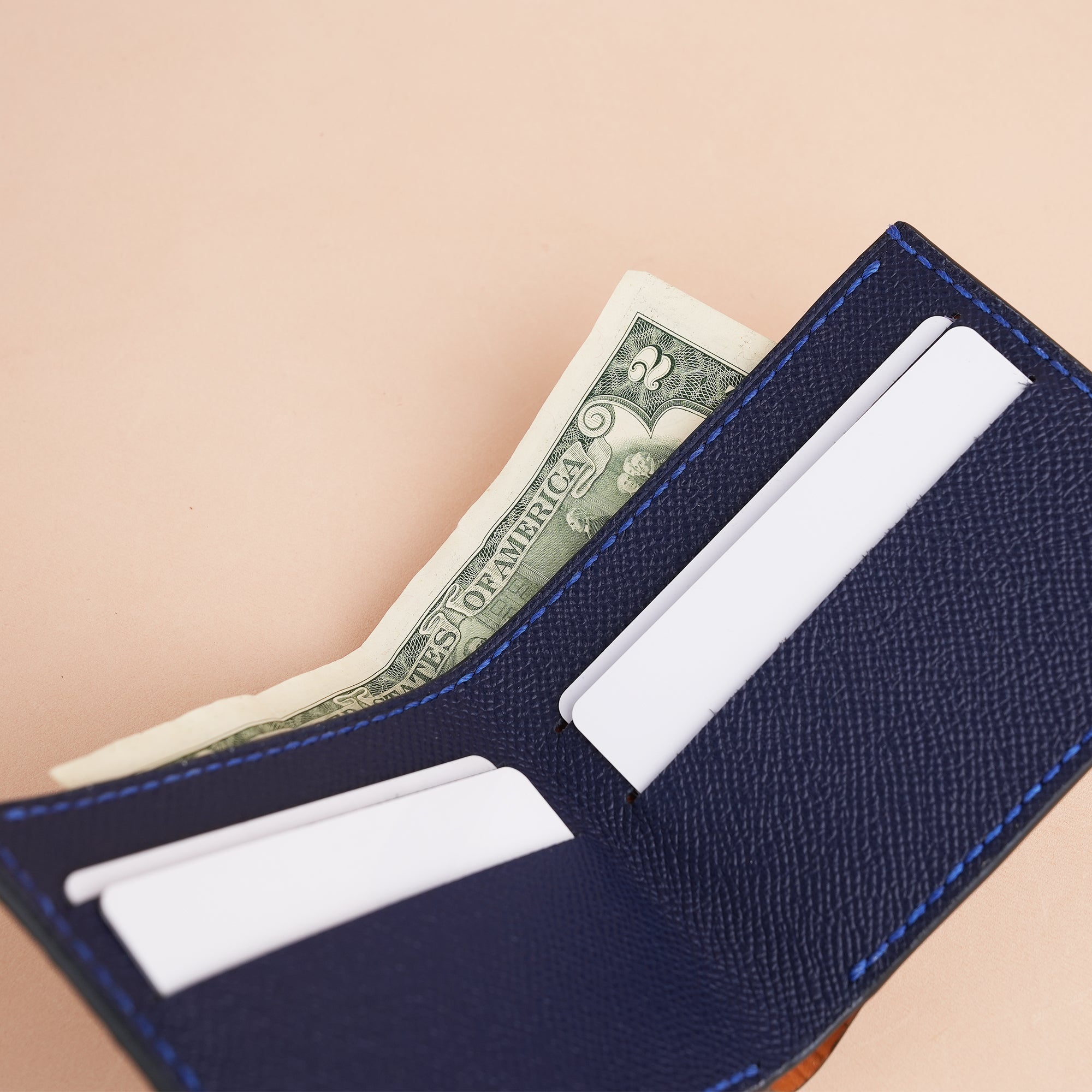 Navy Crocodile Leather Bifold Wallet
