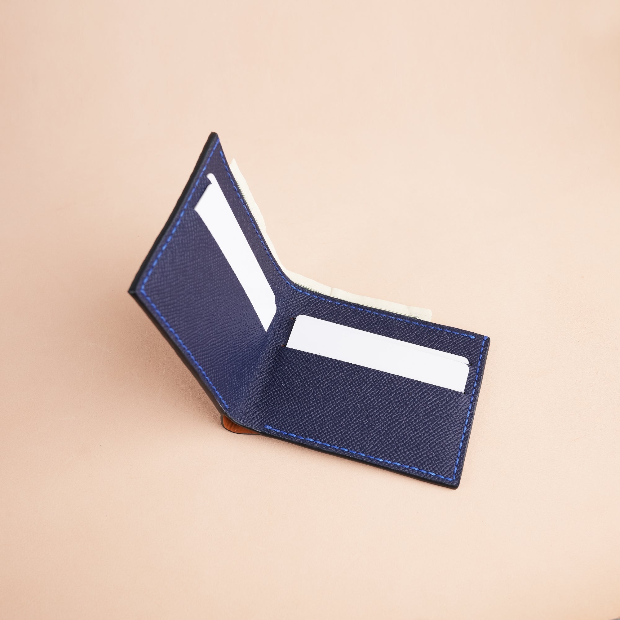 Navy Crocodile Leather Bifold Wallet