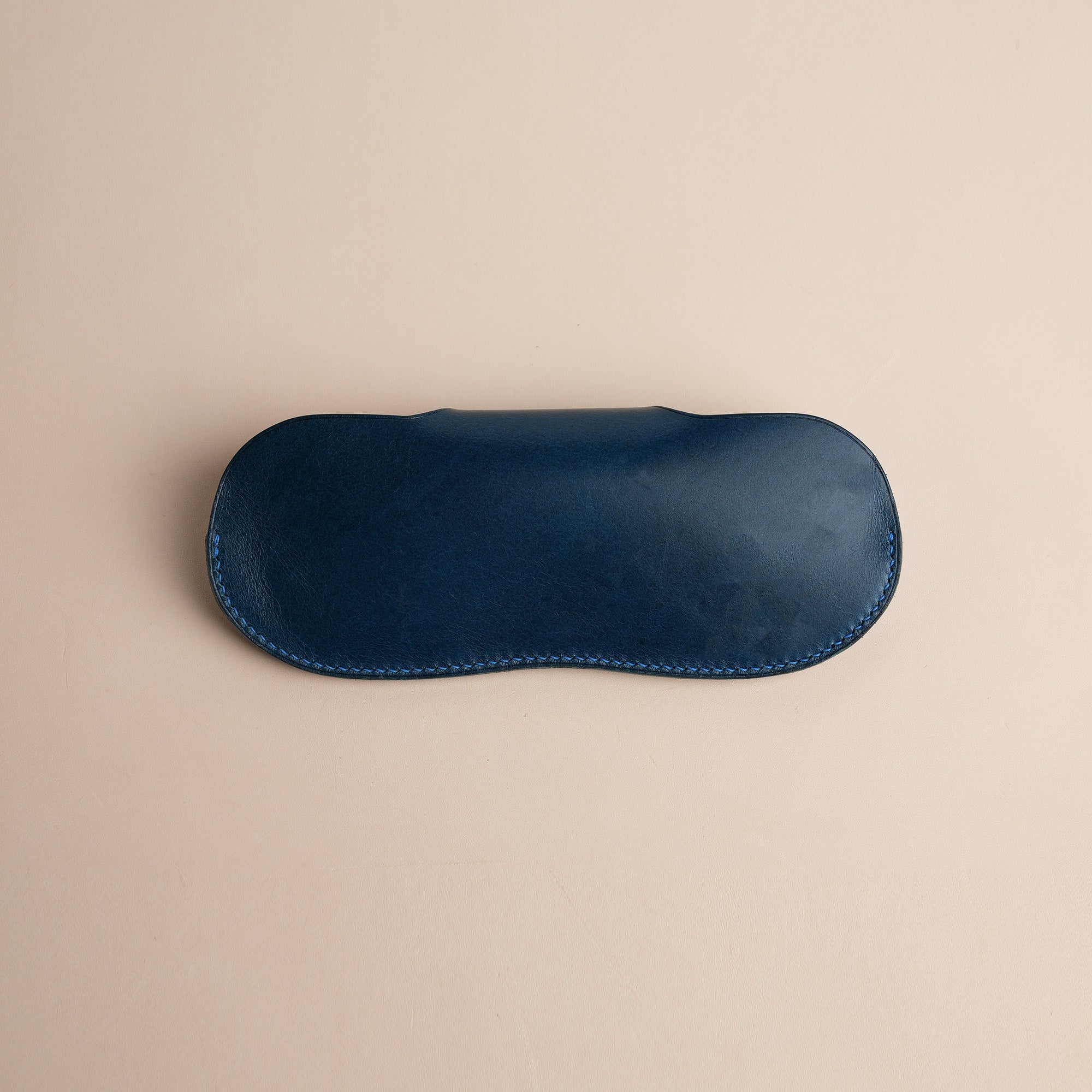 Navy Buttero Leather Glasses Case