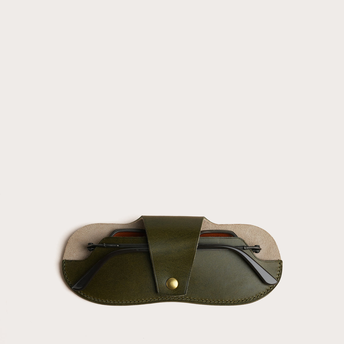 Olive Buttero Leather Glasses Case