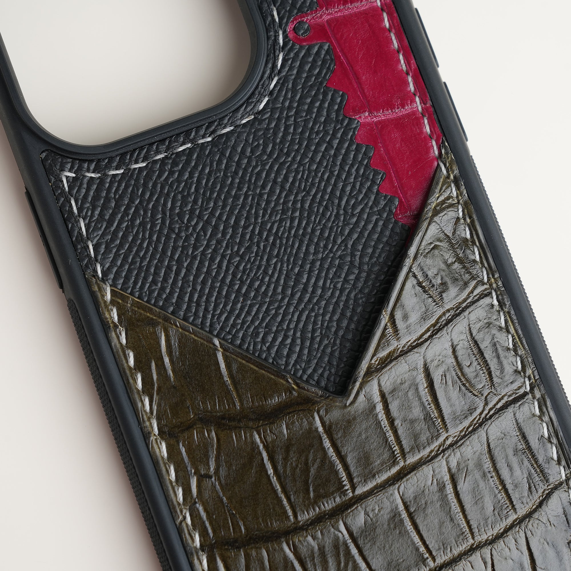 Olive Alligator Leather Iphone Case with Card Holder - Stupid Alligator