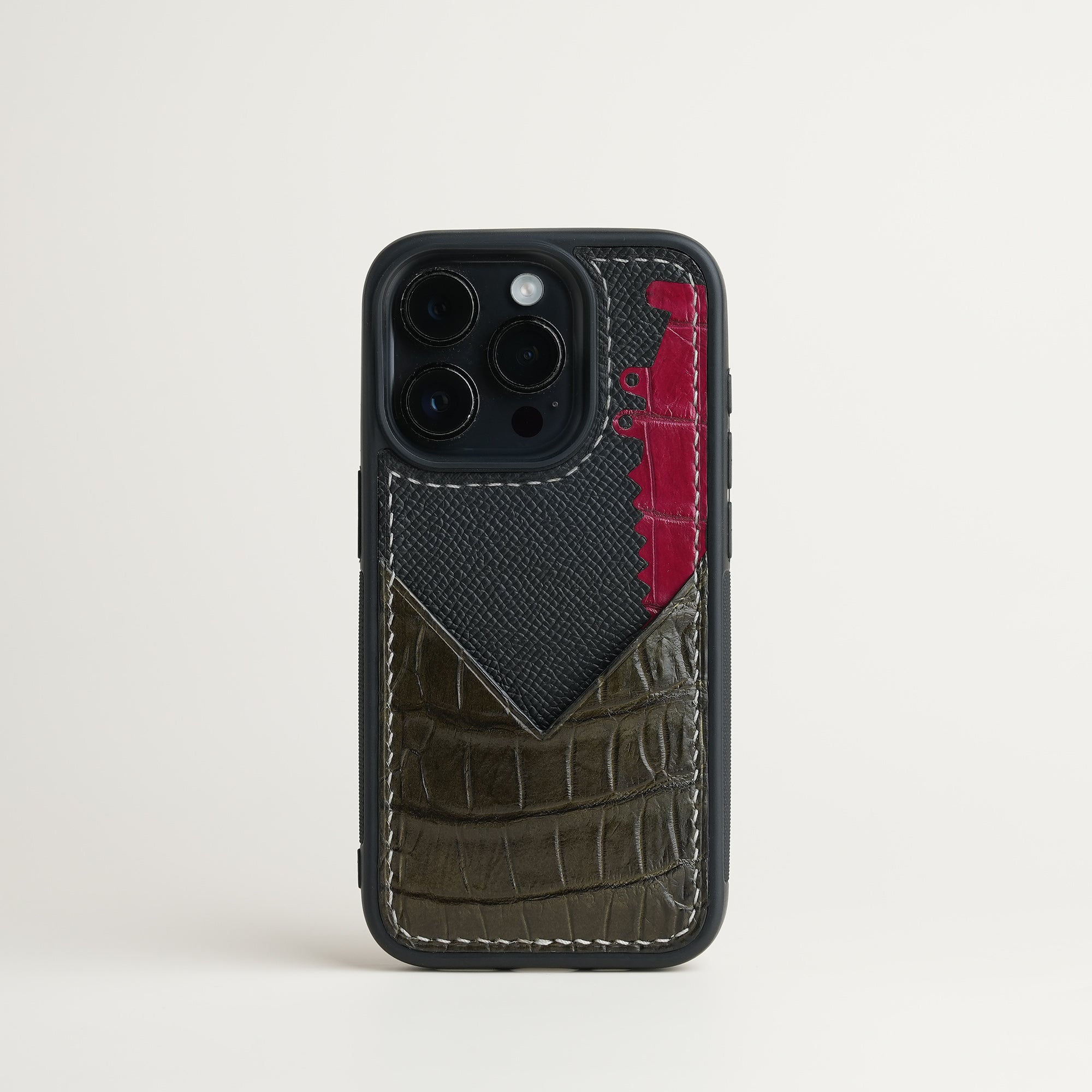 Olive Alligator Leather Iphone Case with Card Holder - Stupid Alligator