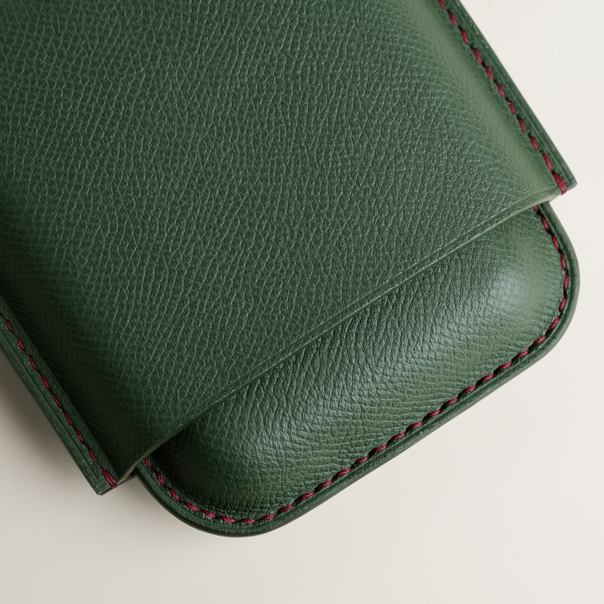 Olive Epsom Leather Cigarettes Case Holder - Mini Case