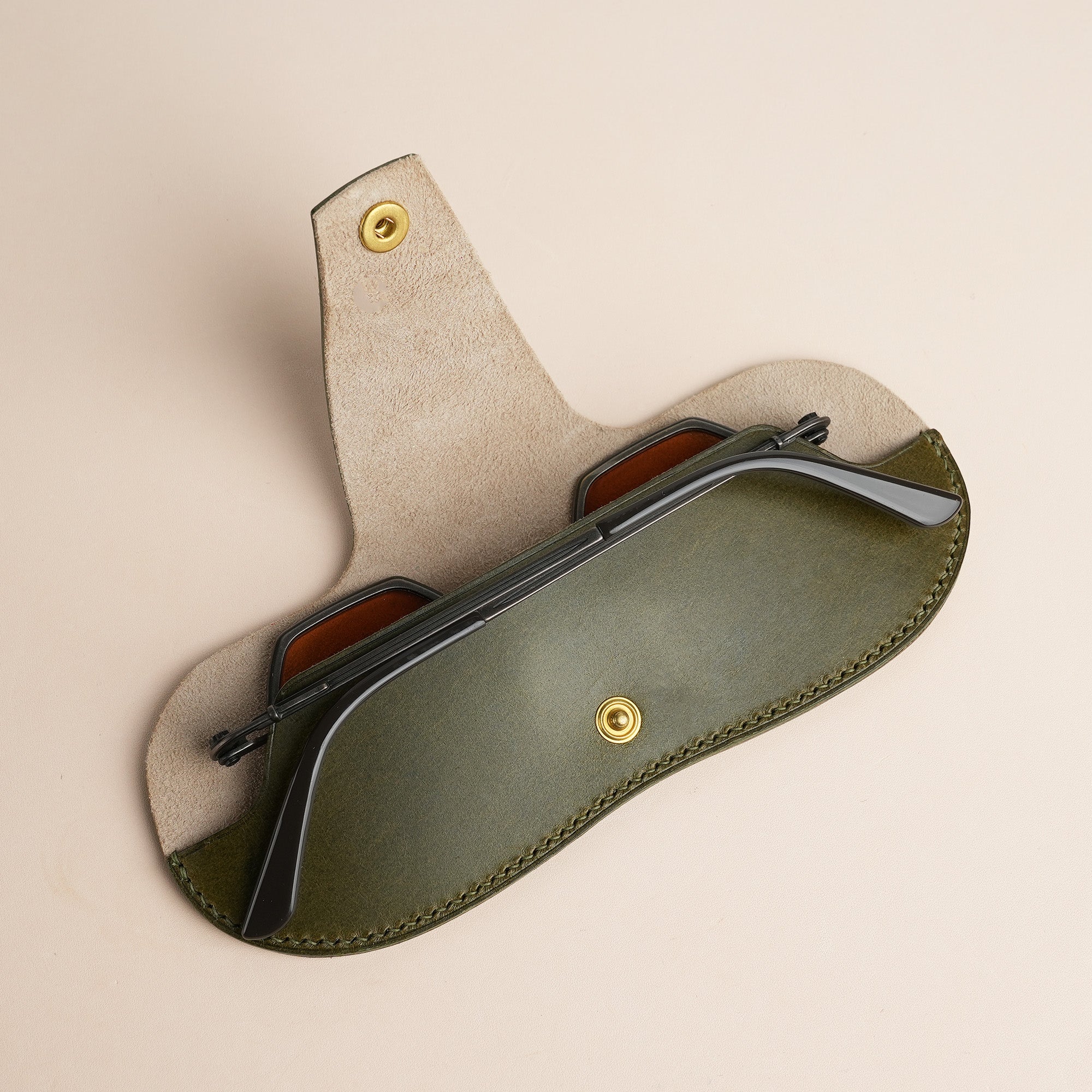 Olive Buttero Leather Glasses Case
