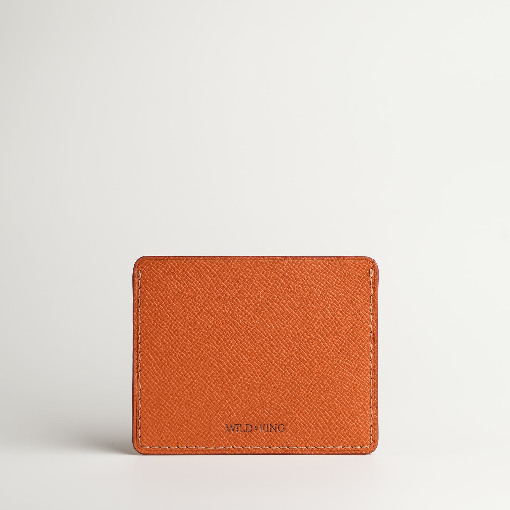 Orange Epsom mix Lizard Leather Card Holder - Natural Pattern