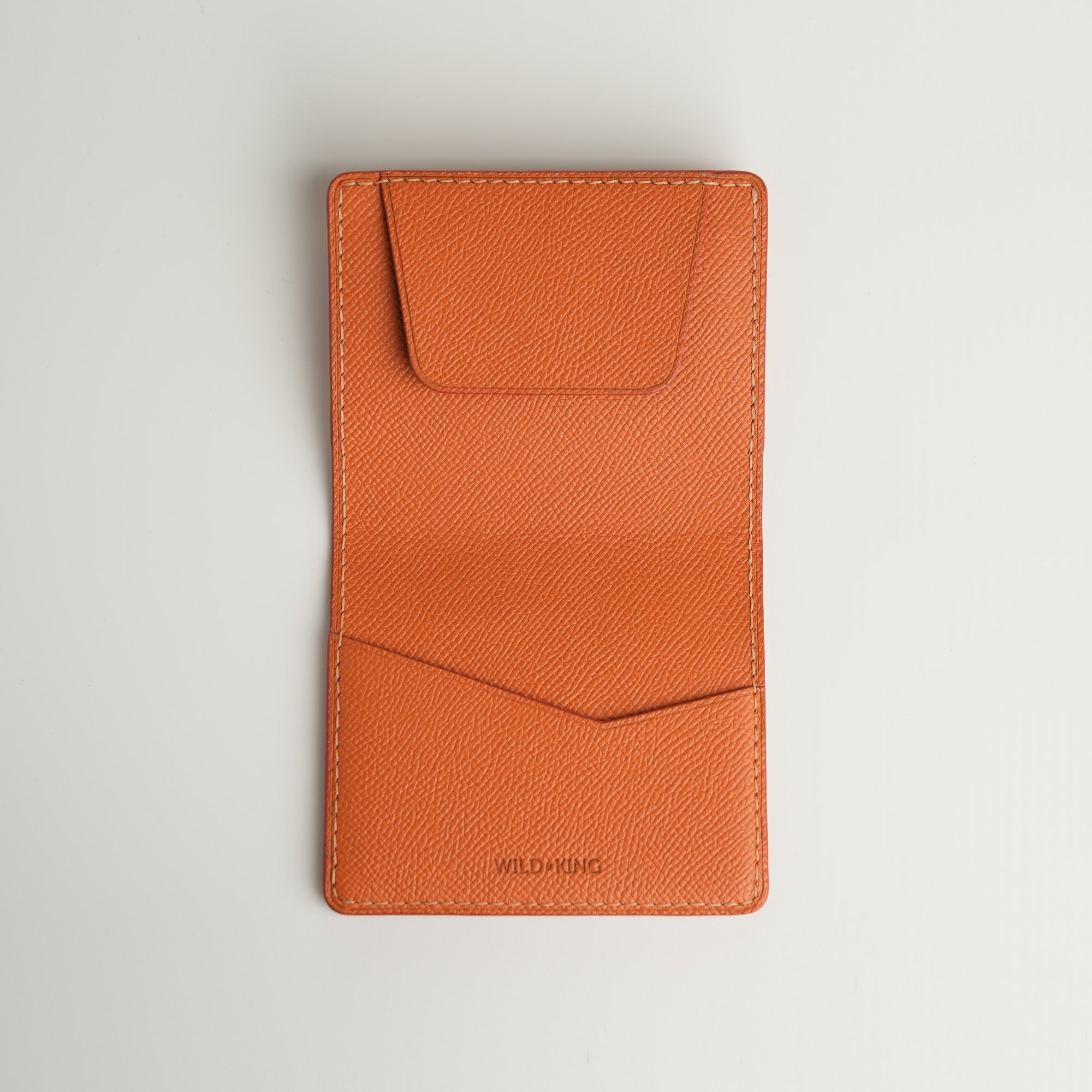 Orange Epsom mix Lizard Leather Dualfold Wallet - Natural Pattern