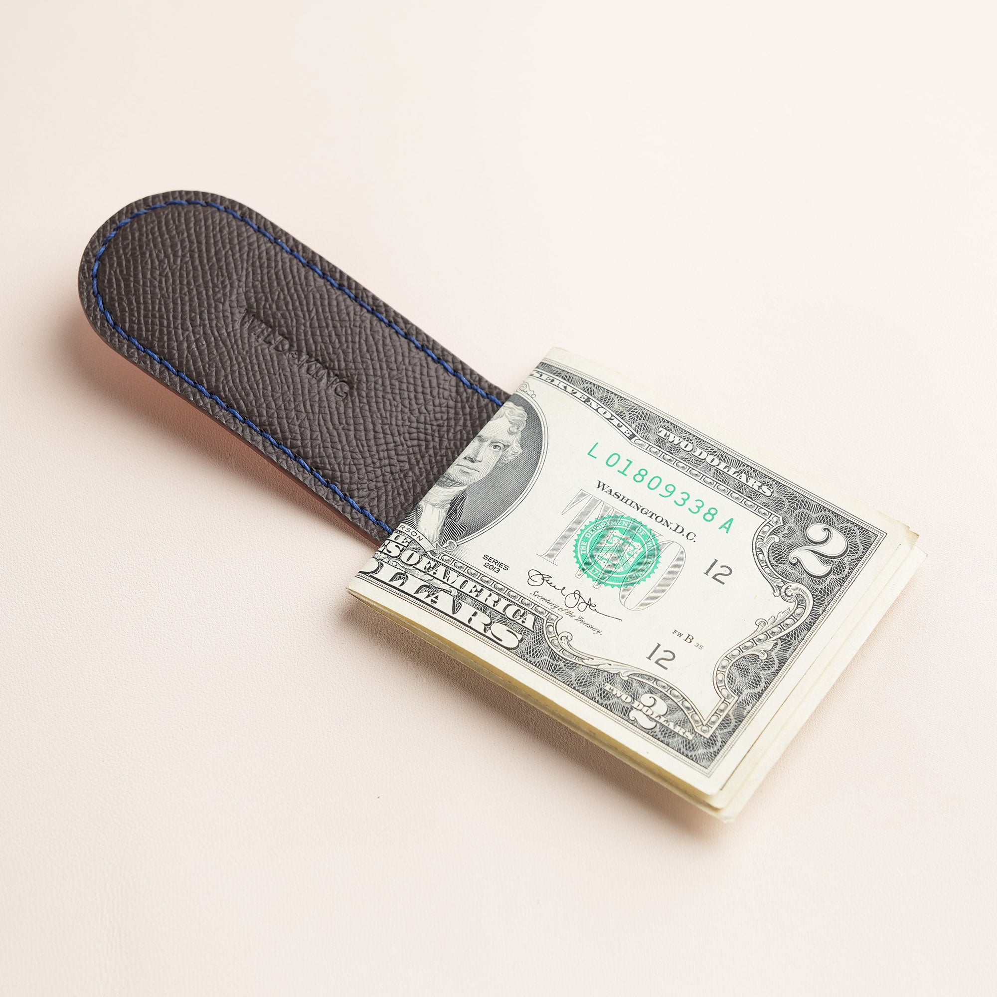 Orange Alran Chevre Sully Leather Money Clip - Rounded Shape