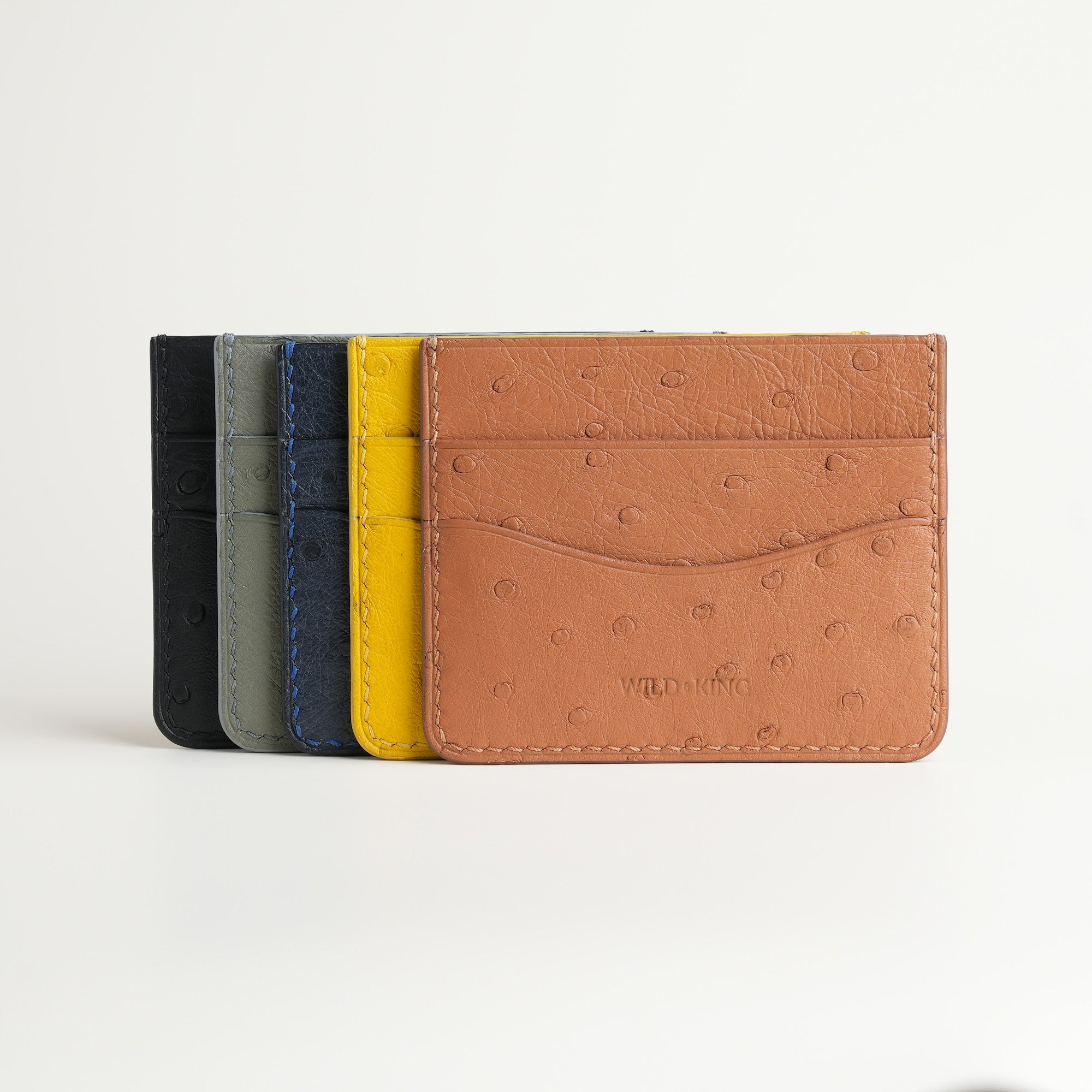 Black Ostrich Leather Card Holder