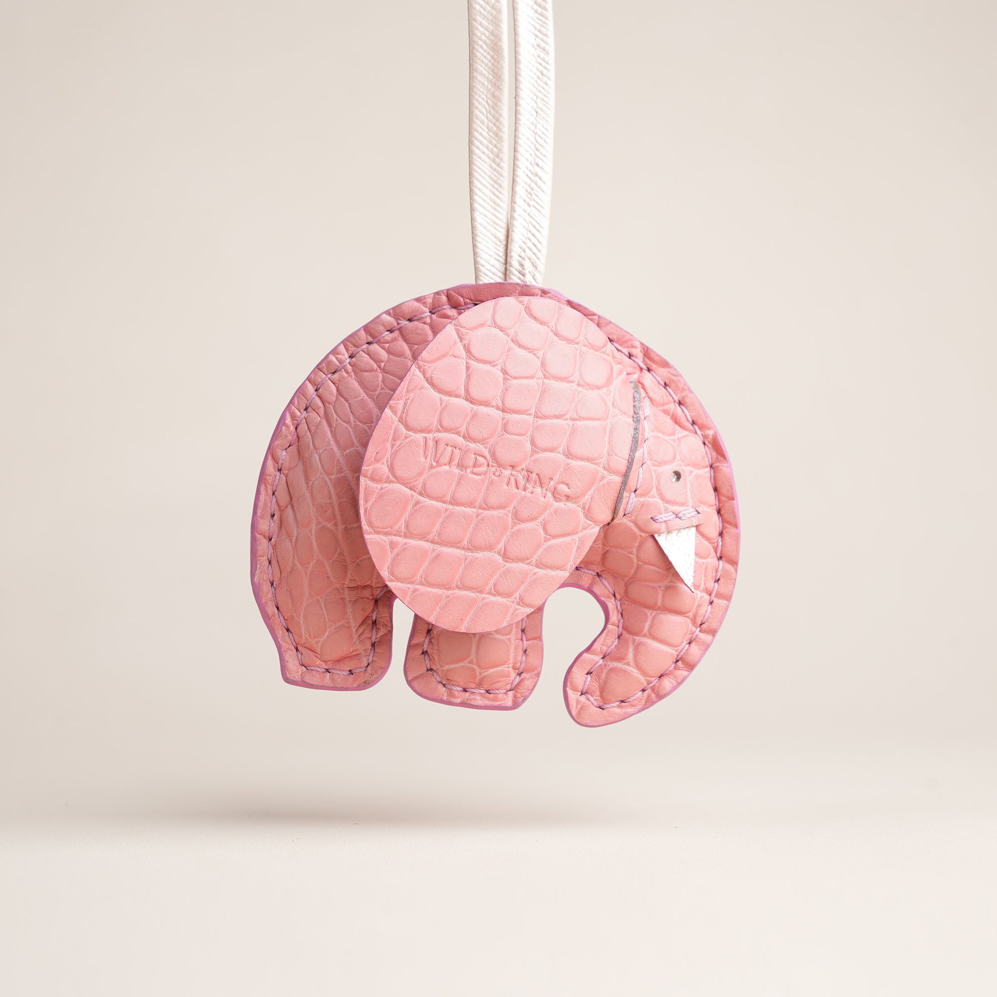Pink Alligator Elephant Bag Charm