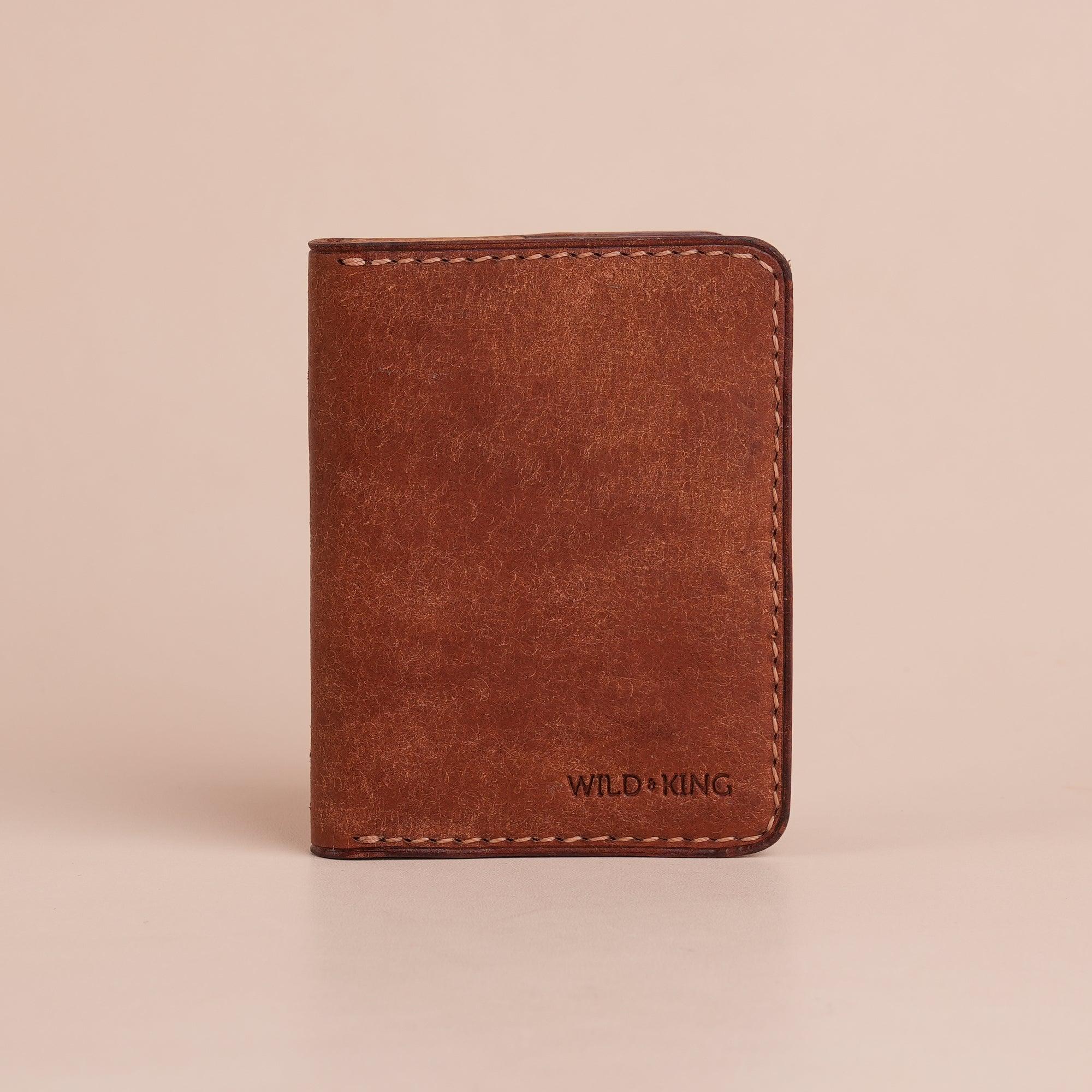 Brown Pueblo Leather Bifold Card Wallet Minimalist - WildandKing